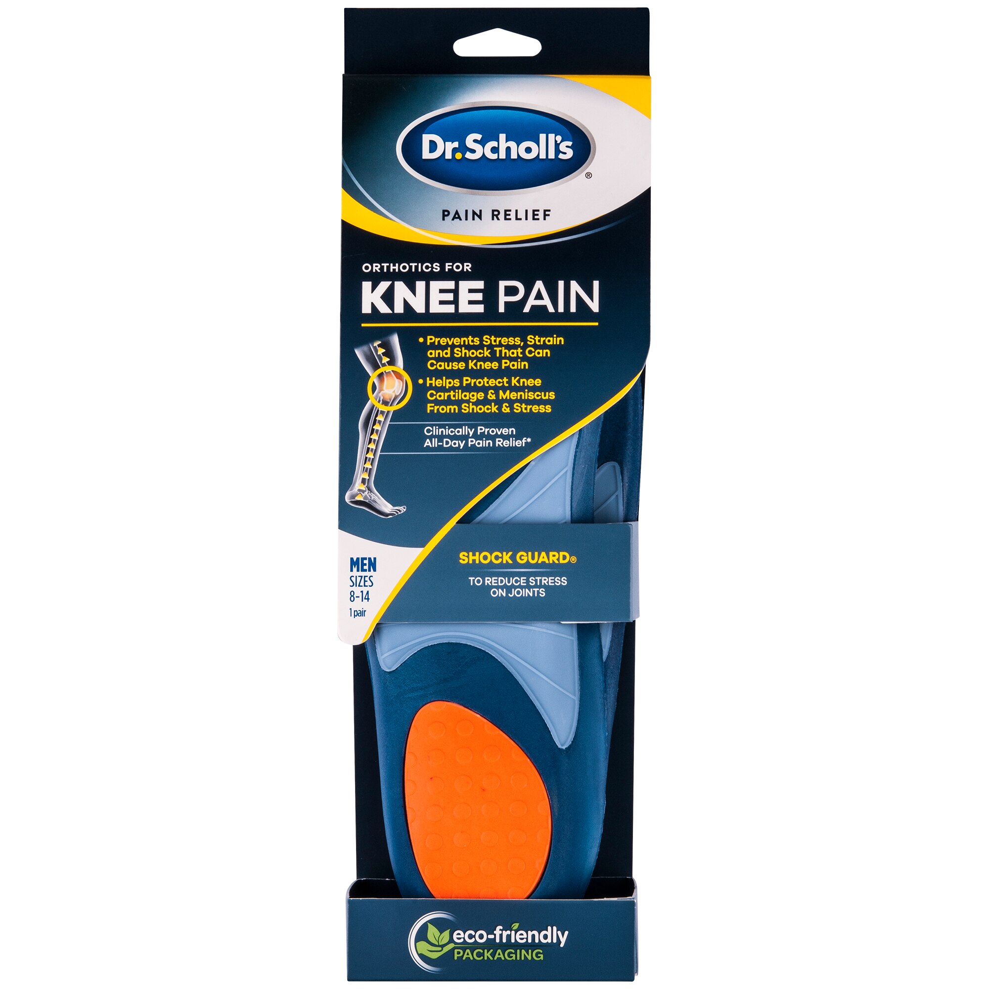 Dr. Scholl's Men's Knee Pain Relief Orthotics, Size 8-14, 1 pair