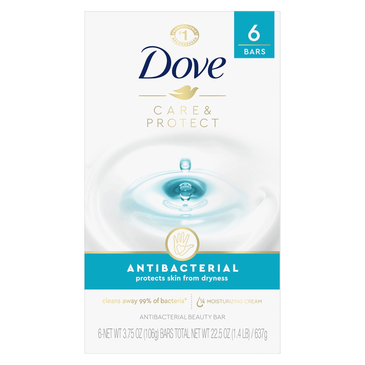 Dove Antibacterial Beauty Bar For All Skin Types, 3.75 OZ