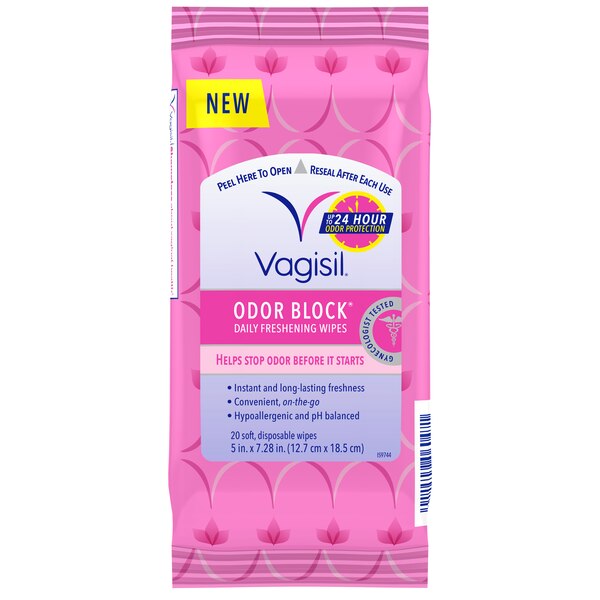 Vagisil Odor Block Daily Freshening Wipes, 20 CT