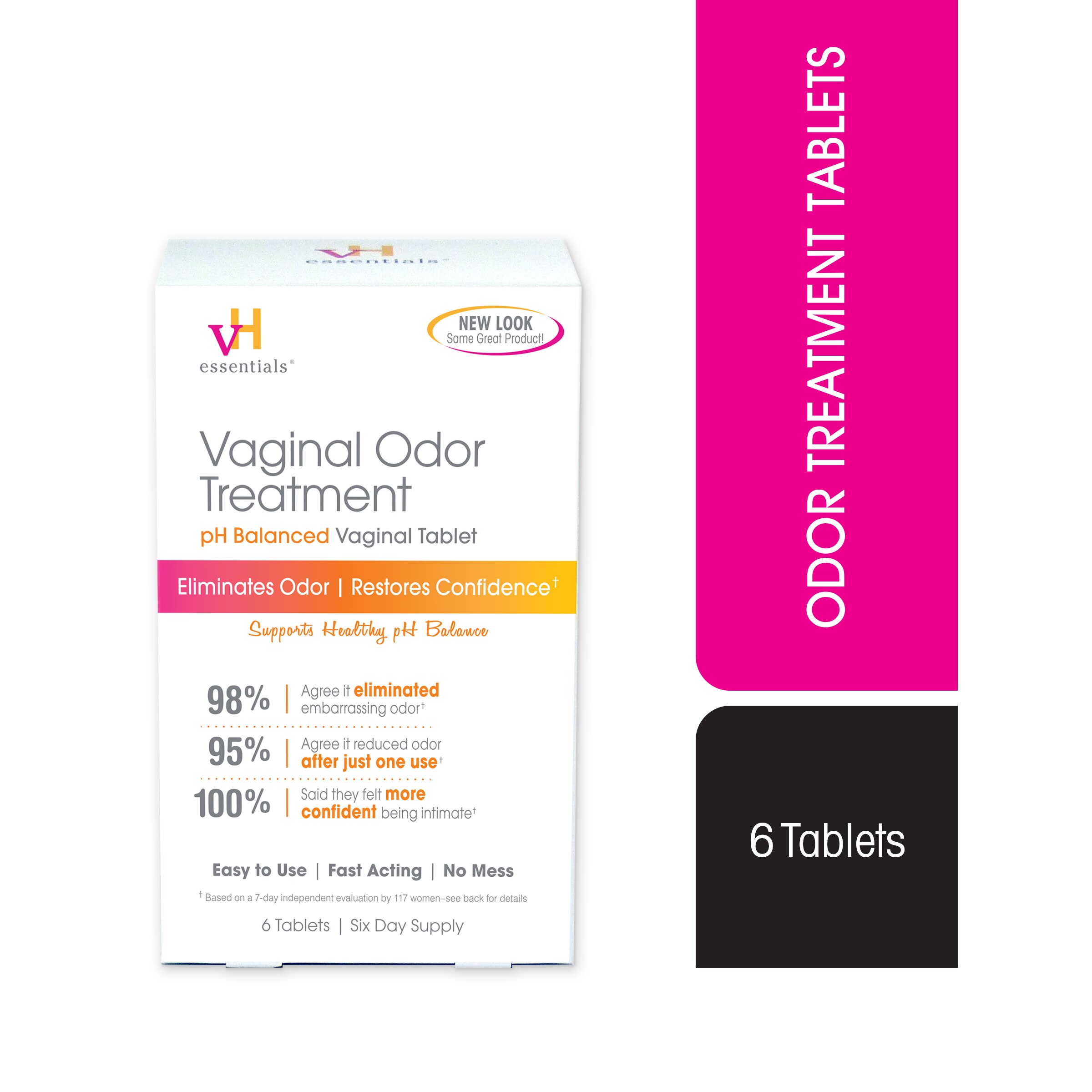 vH essentials Vaginal Odor pH Balanced Treatment Tablets - 6 Tablets With Applicator