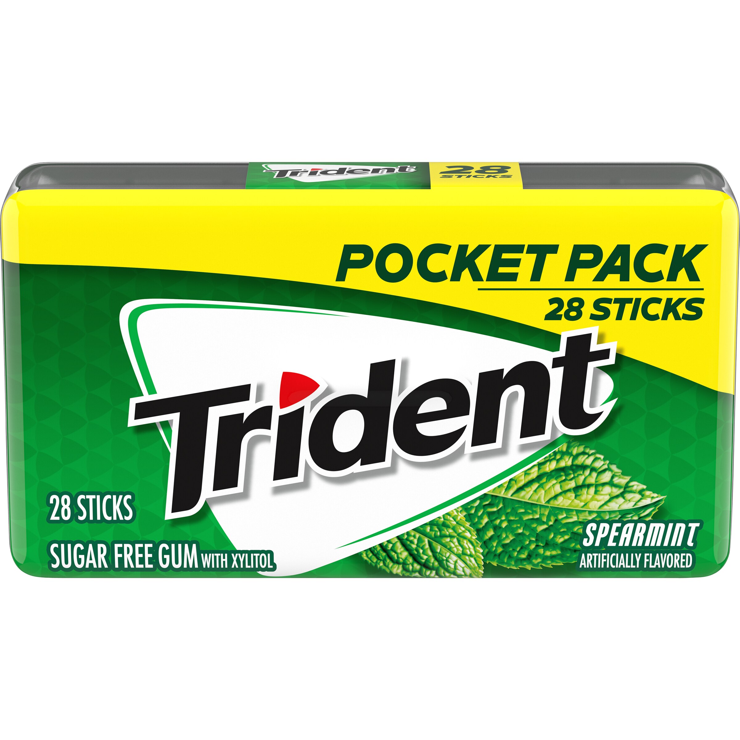 Trident Spearmint Sugar Free Gum Pocket Pack, 28 ct