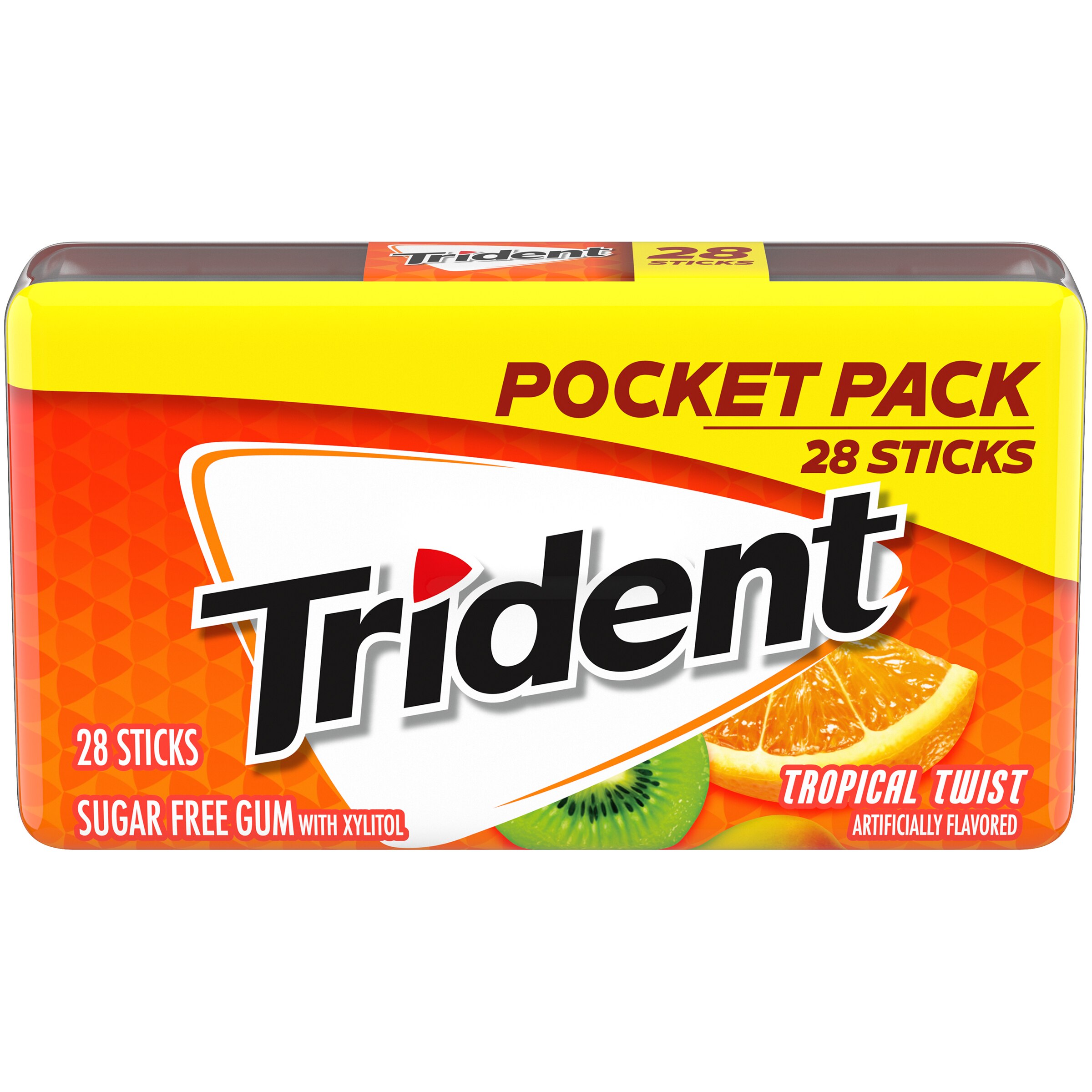 Trident Tropical Twist Sugar Free Gum Pocket Pack, 28 ct