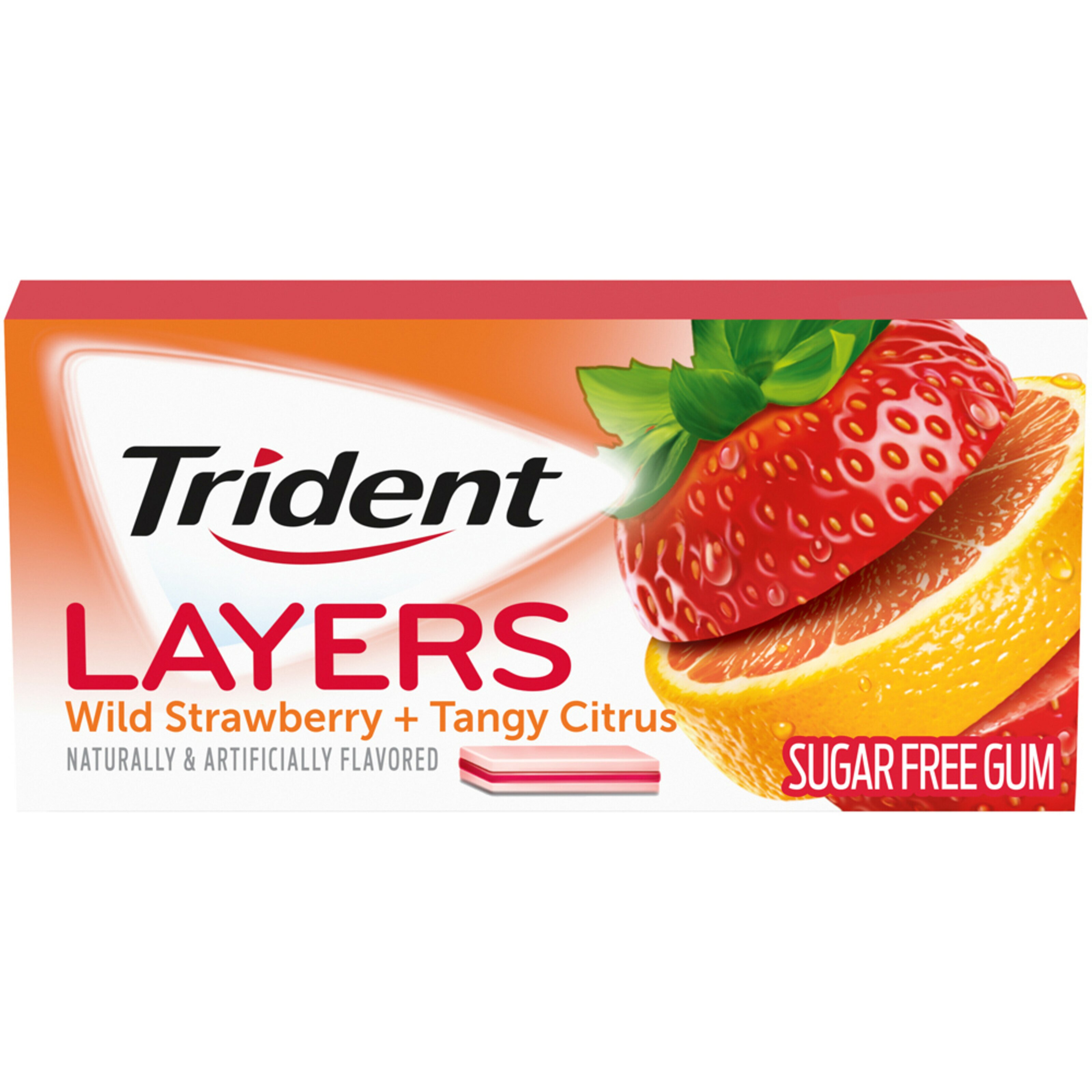 Trident Layers Wild Strawberry & Tangy Citrus Sugar Free Gum, 14 ct