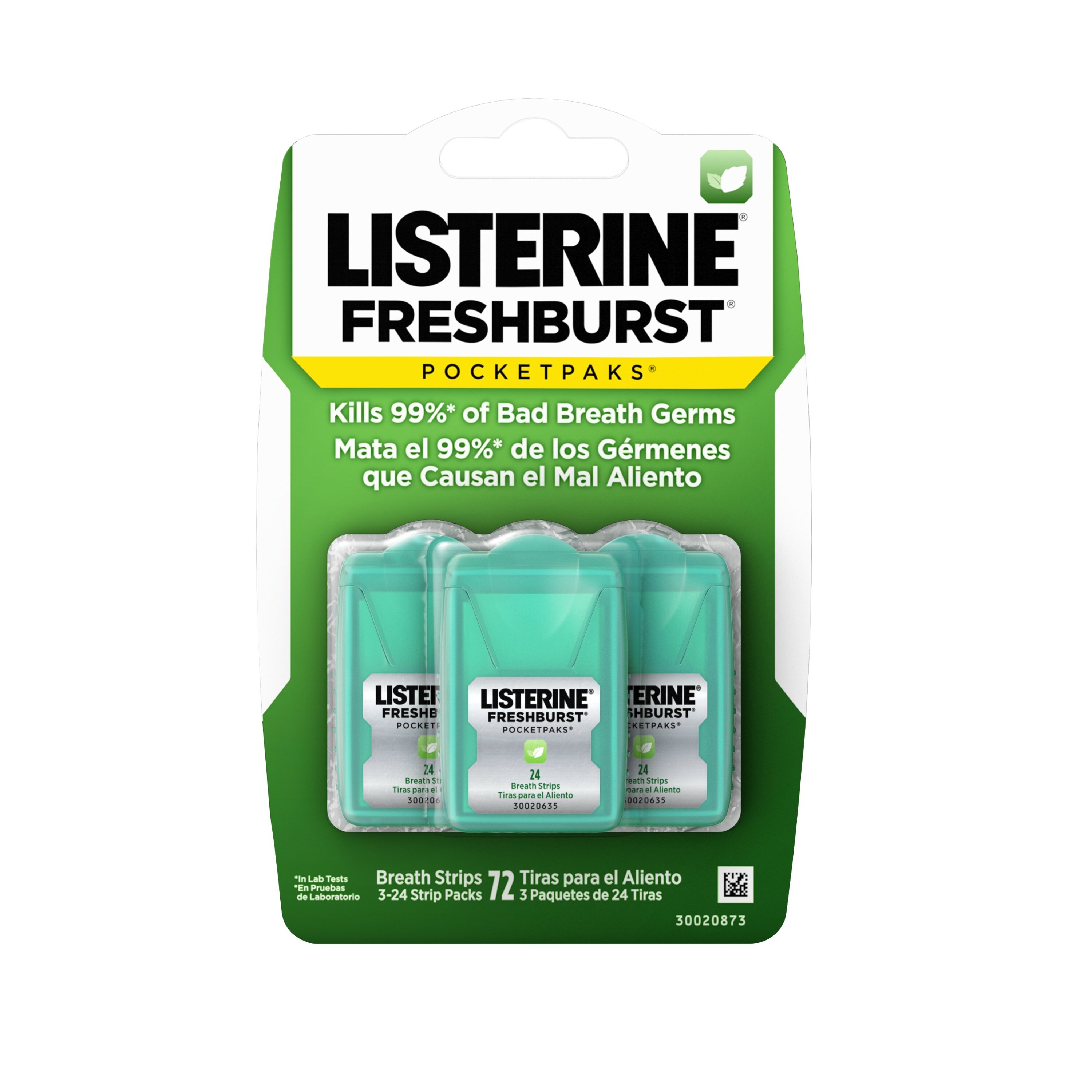 Listerine Pocketpaks Breath Strips, Fresh Burst, 24 CT, 3 Pack