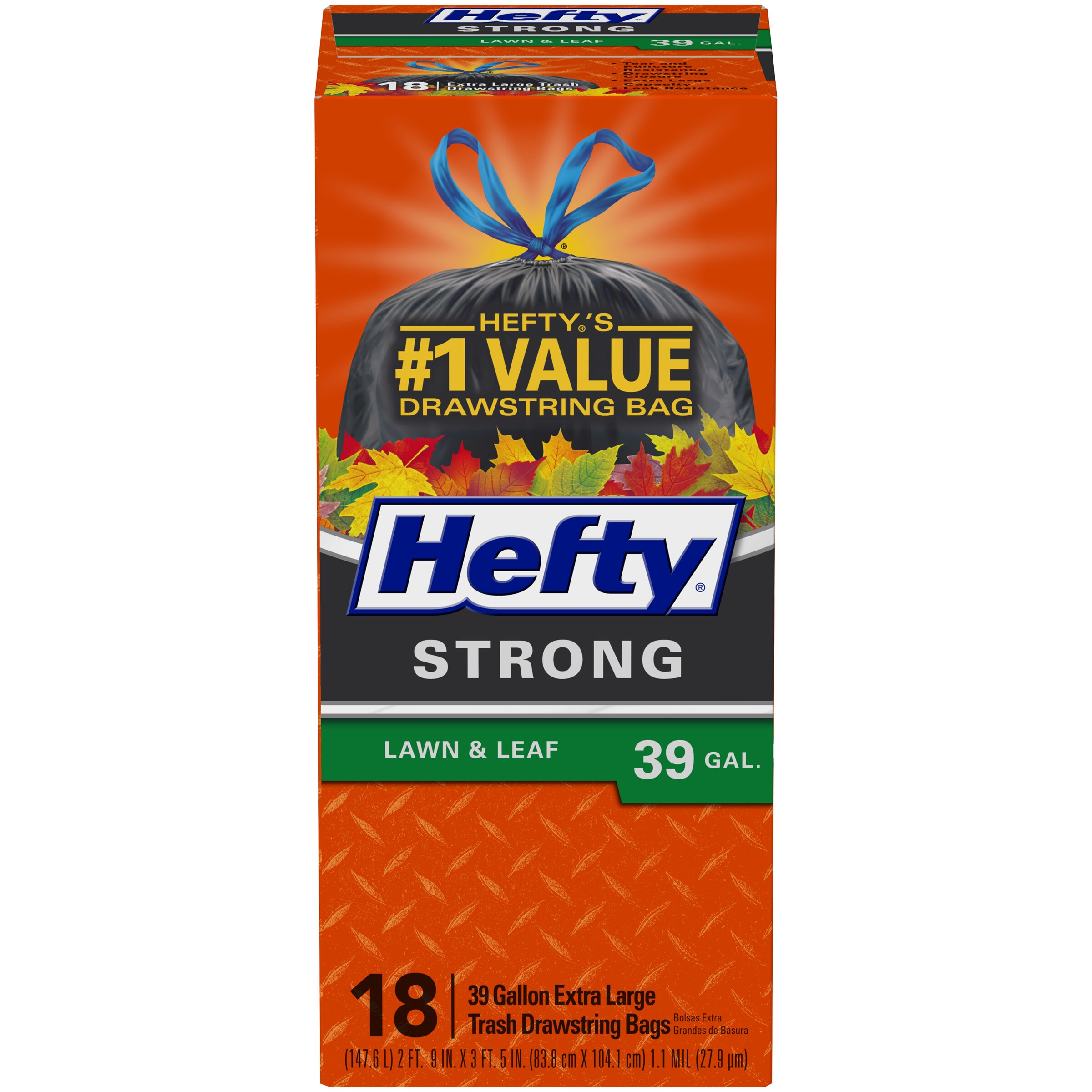 Hefty Extra Strong Lawn & Leaf Trash Bags 39 Gallon, 18 ct