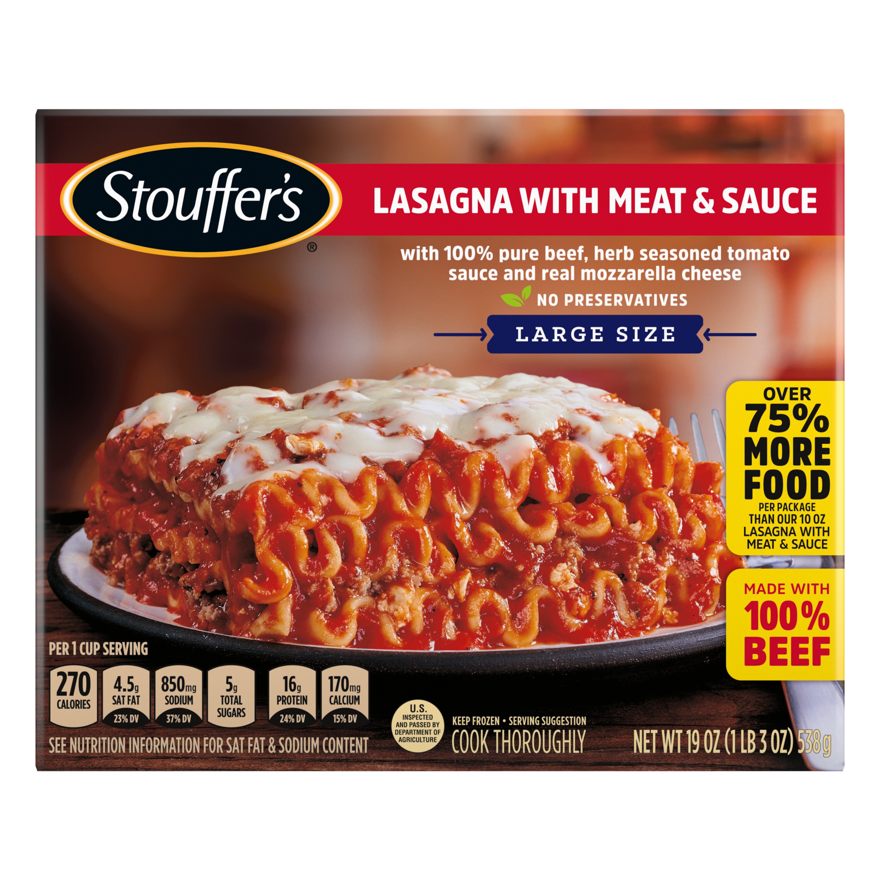 Stouffer's Lasagna with Meat  Sauce Frozen Meal