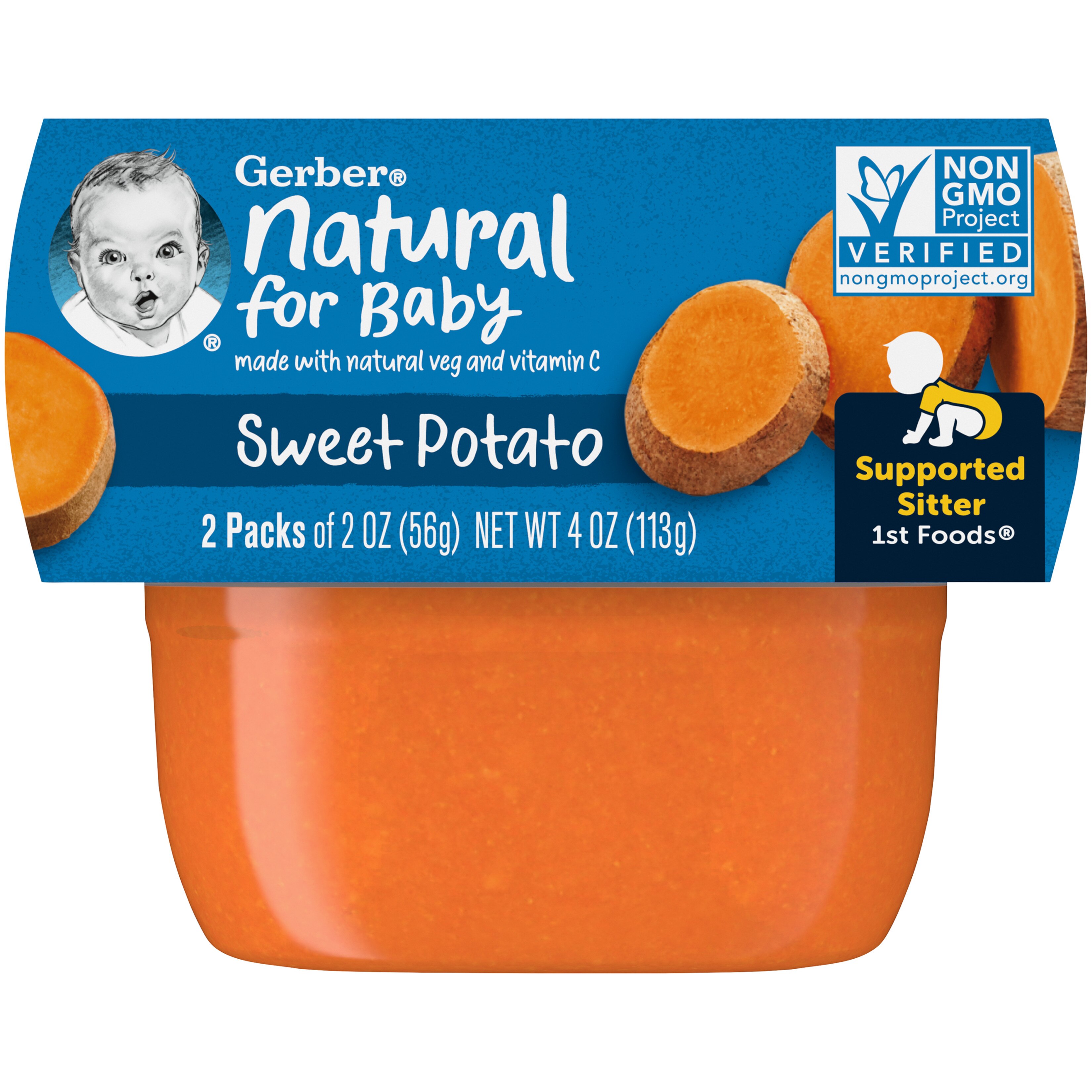 Gerber 1st Foods Natural for Baby Baby Food, Sweet Potato, 2 PK,  2 OZ