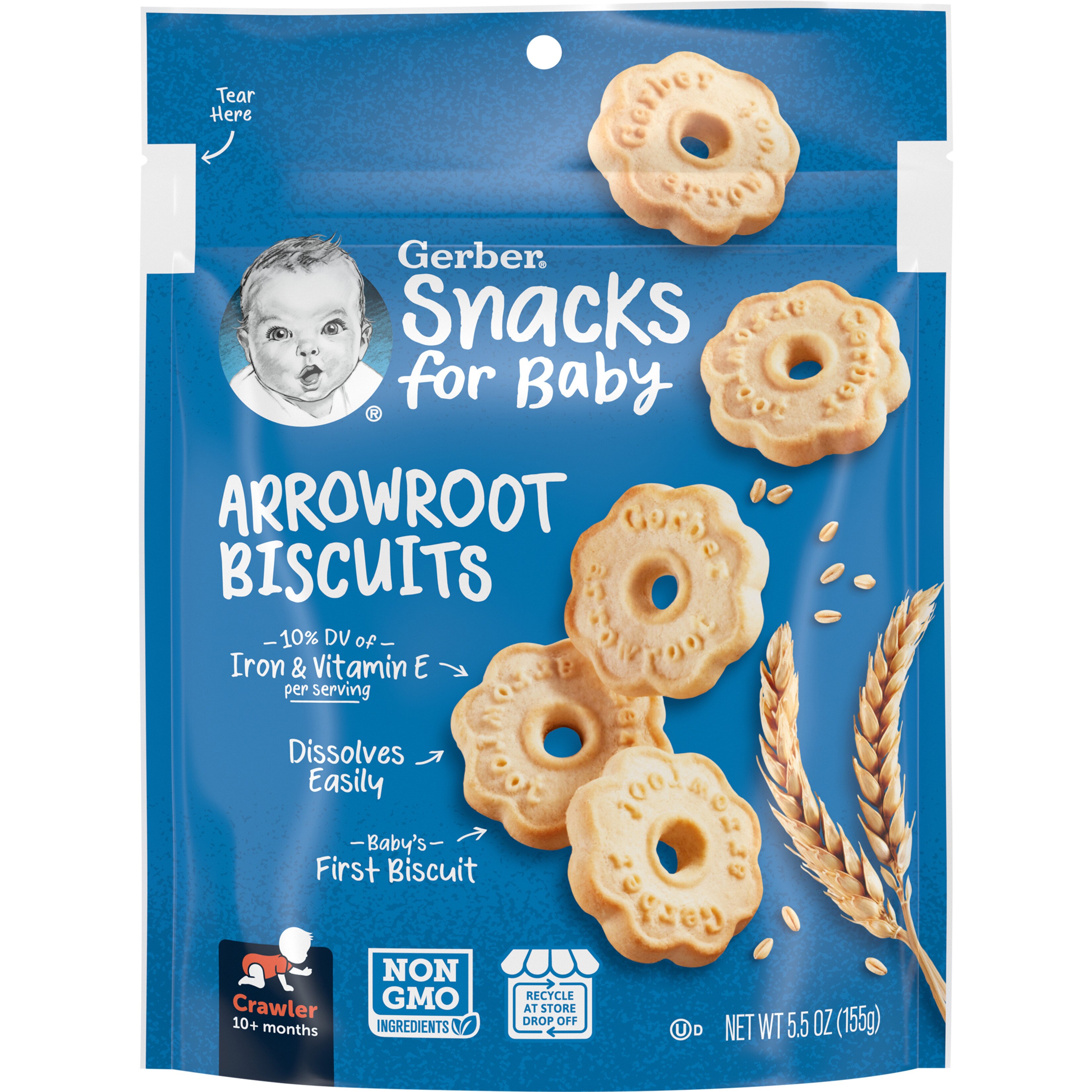 Gerber Snacks for Baby Biscuits, Arrowroot, 5.5 OZ