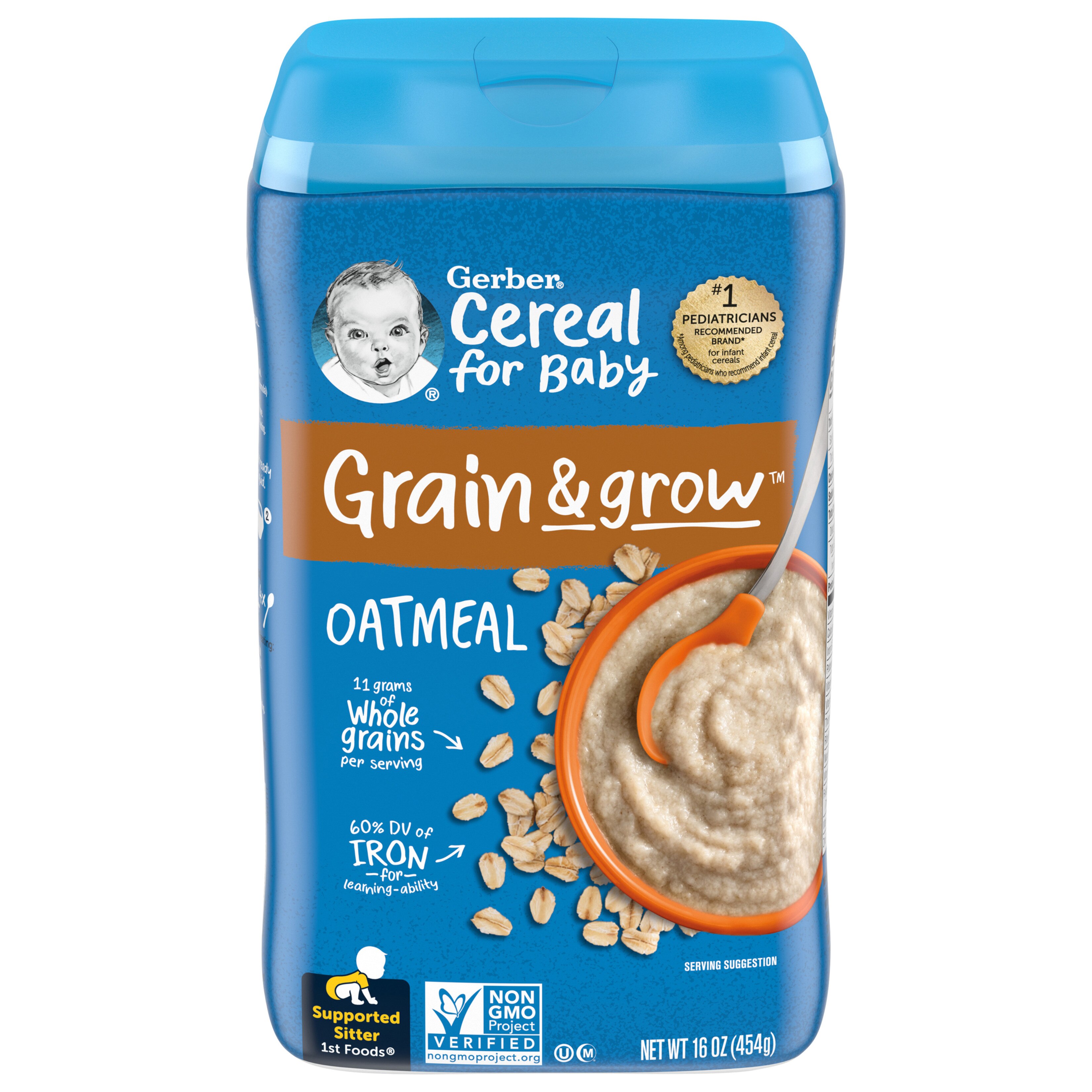 Gerber 1st Foods Cereal for Baby Grain and Grow Baby Cereal, Oatmeal, 16 OZ