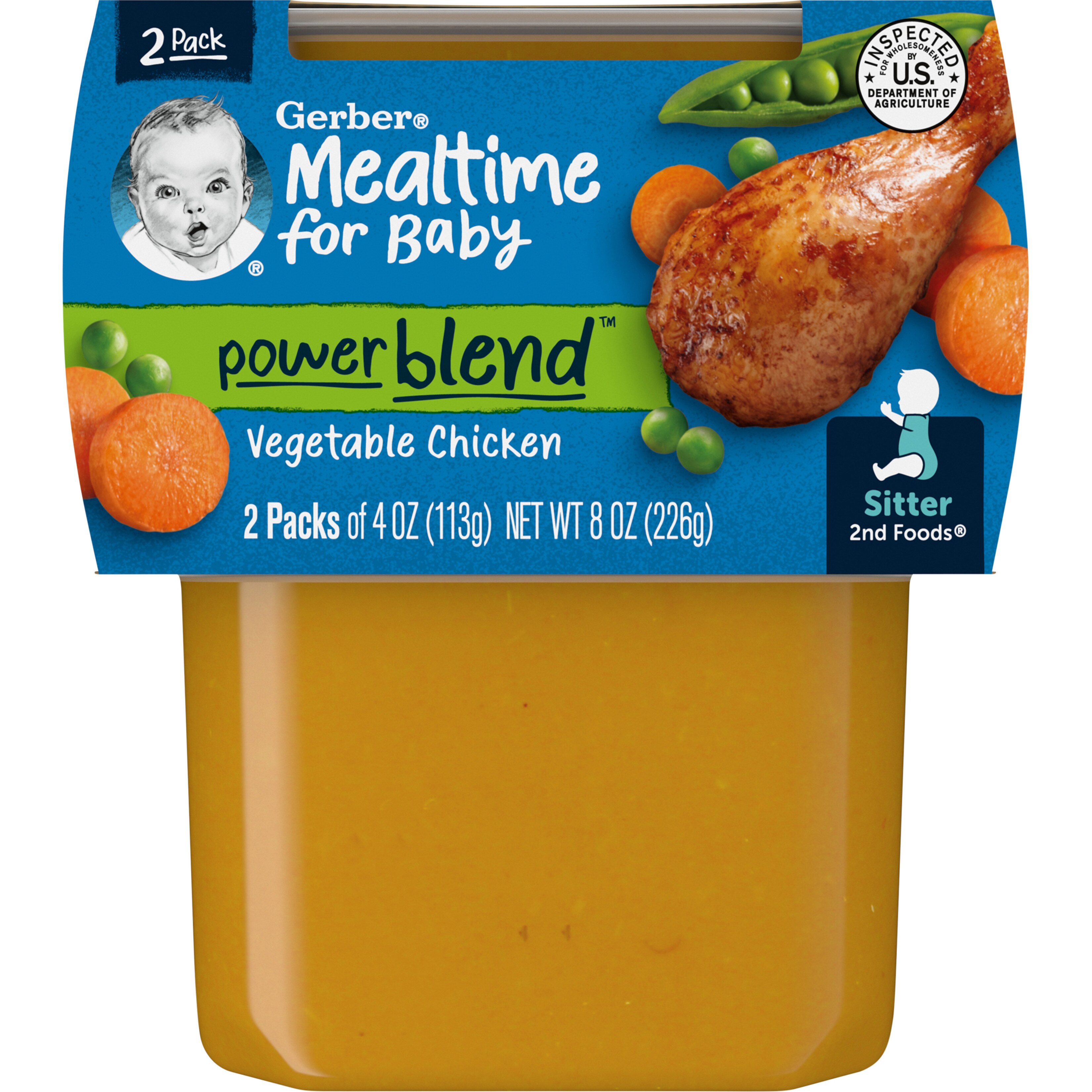 Gerber 2nd Foods Baby Foods, Vegetable Chicken Dinner, 2 PK, 4 OZ