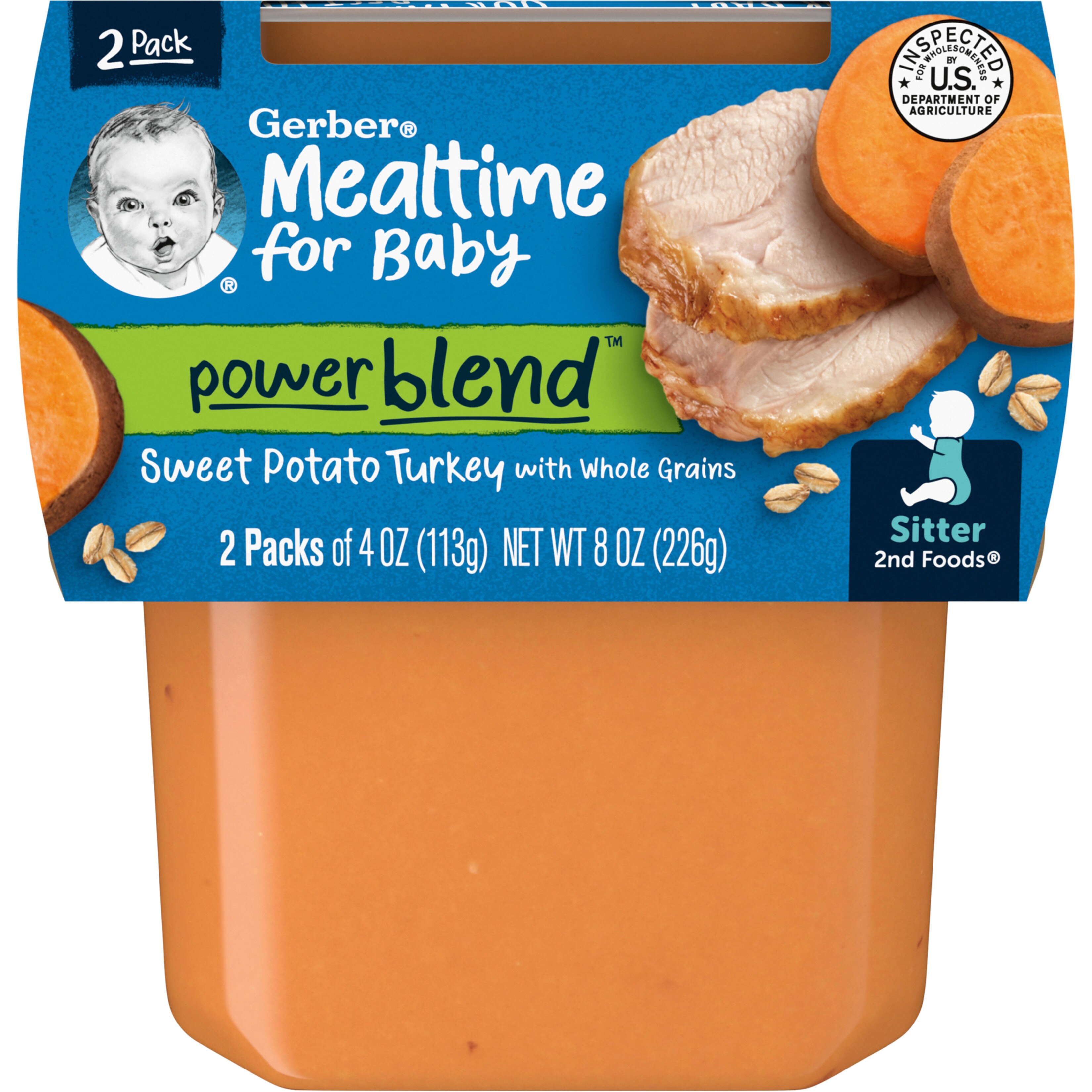 (Pack of 2) Gerber 2nd Foods Sweet Potato & Turkey with Whole Grains Dinner, 4 oz Tubs