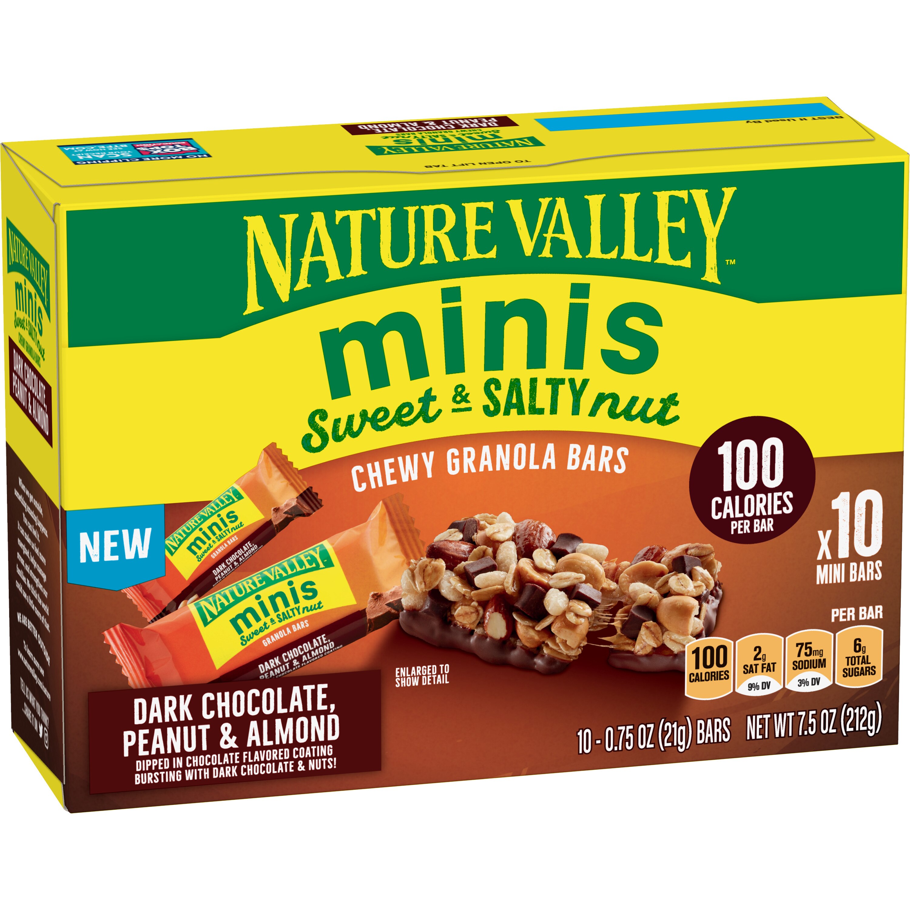 Nature Valley Sweet and Salty Mini Dark Chocolate, Peanut and Almond Granola Bars 10 ct