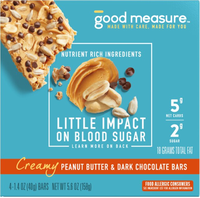 GOOD MEASURE Bar, Peanut Butter Dark Chocolate, 4 ct