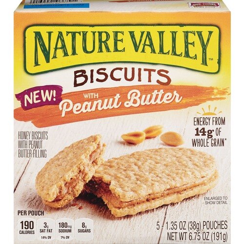 Nature Valley Biscuits, Peanut Butter, 5 ct, 1.35 oz