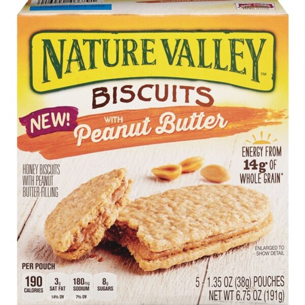 Nature Valley Biscuits, Peanut Butter, 5 ct, 1.35 oz