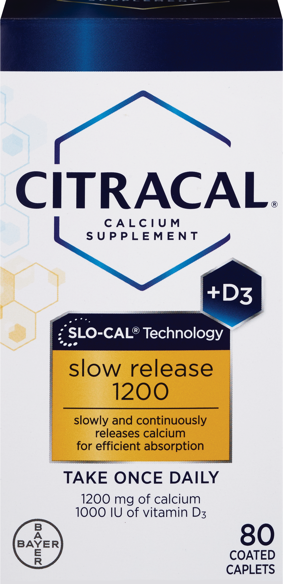 Citracal Slow Release 1200 Calcium With Vitamin D3, Caplets, 80 CT