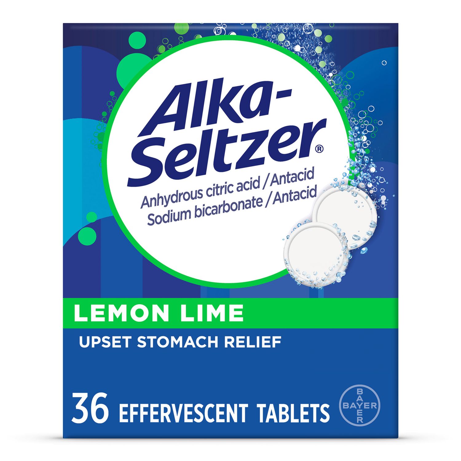 Alka-Seltzer Lemon Lime Effervescent Tablets, 36 CT