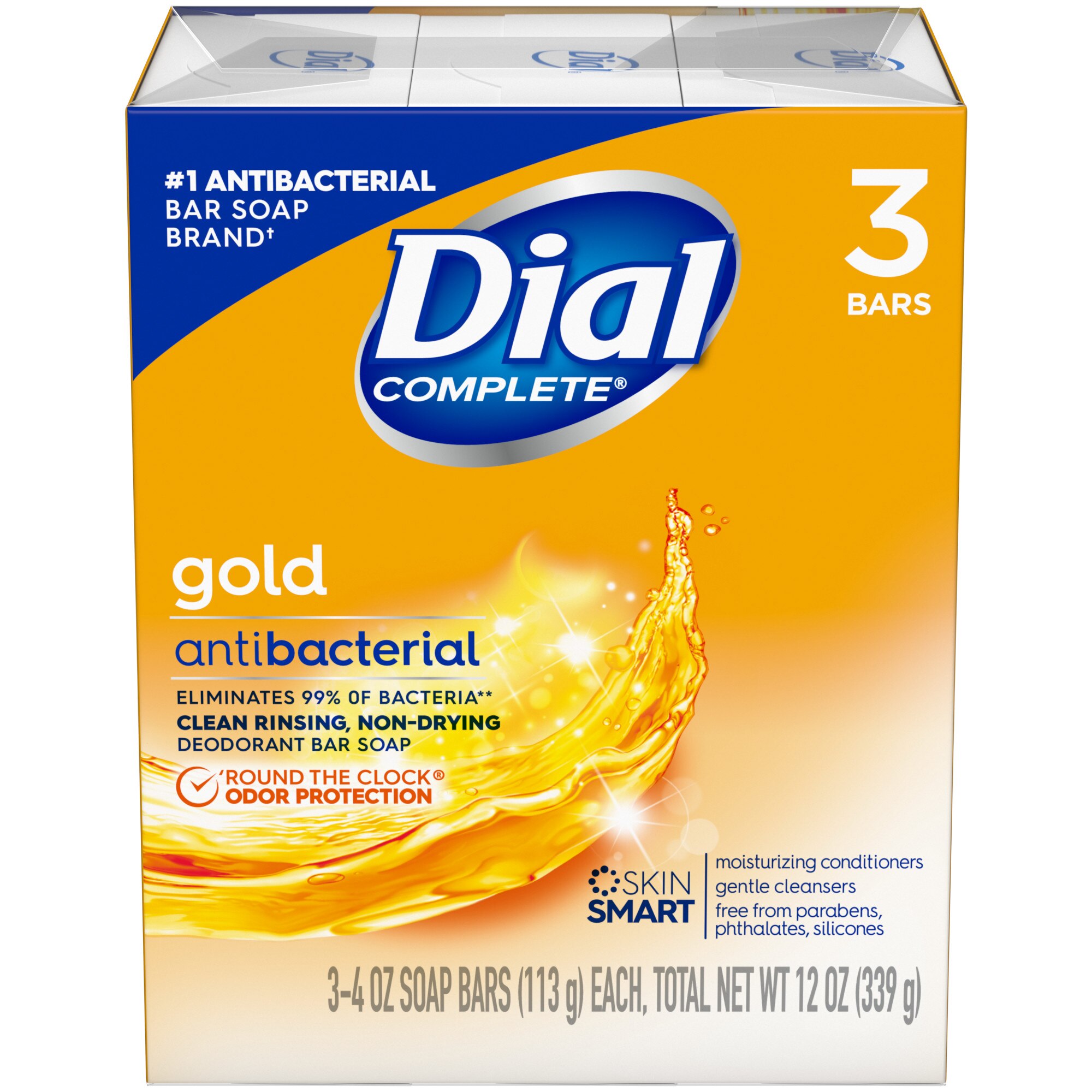 Dial Antibacterial Deodorant Bar Soap, Gold