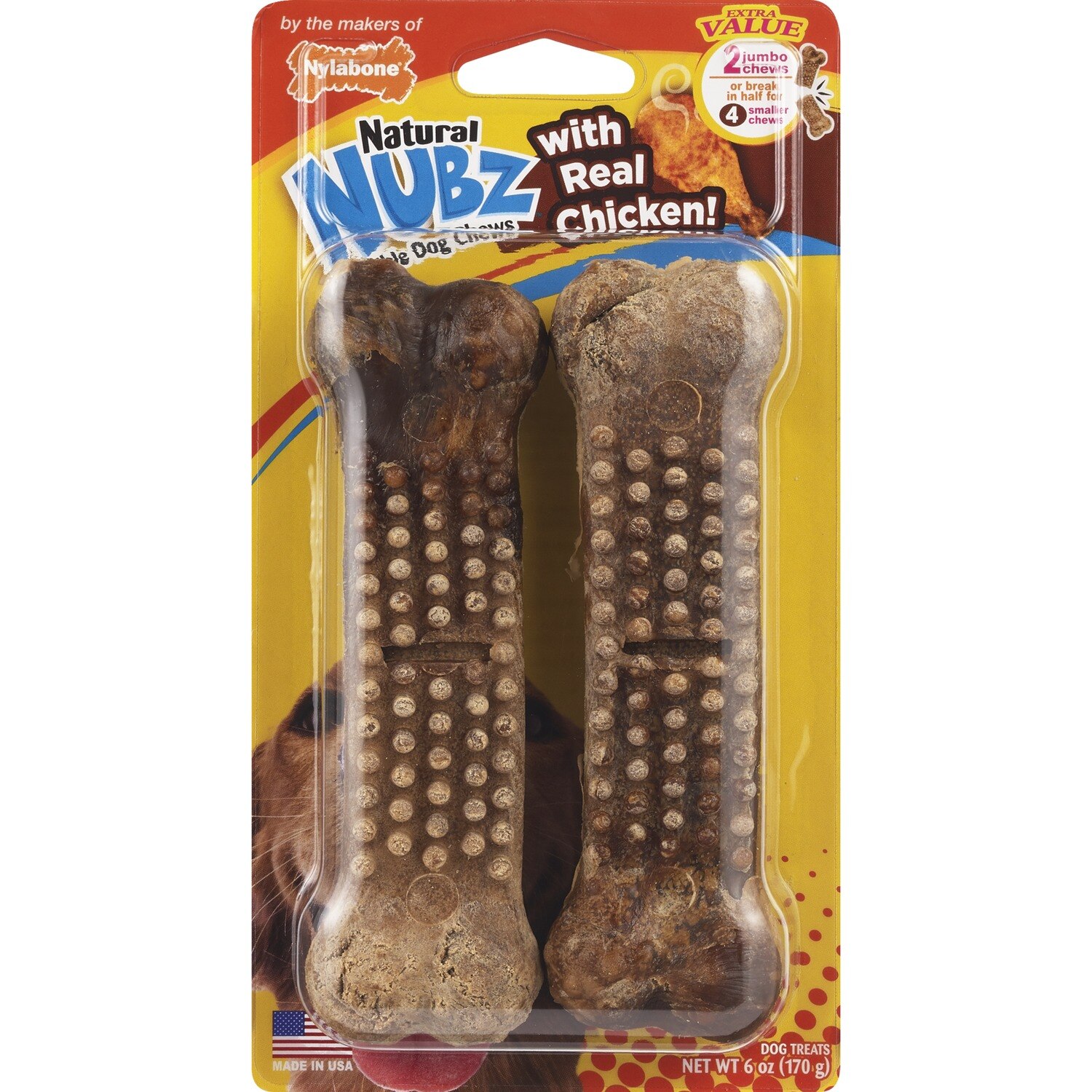 Nylabone Natural Nubz Edible Dog Chews, 2 ct