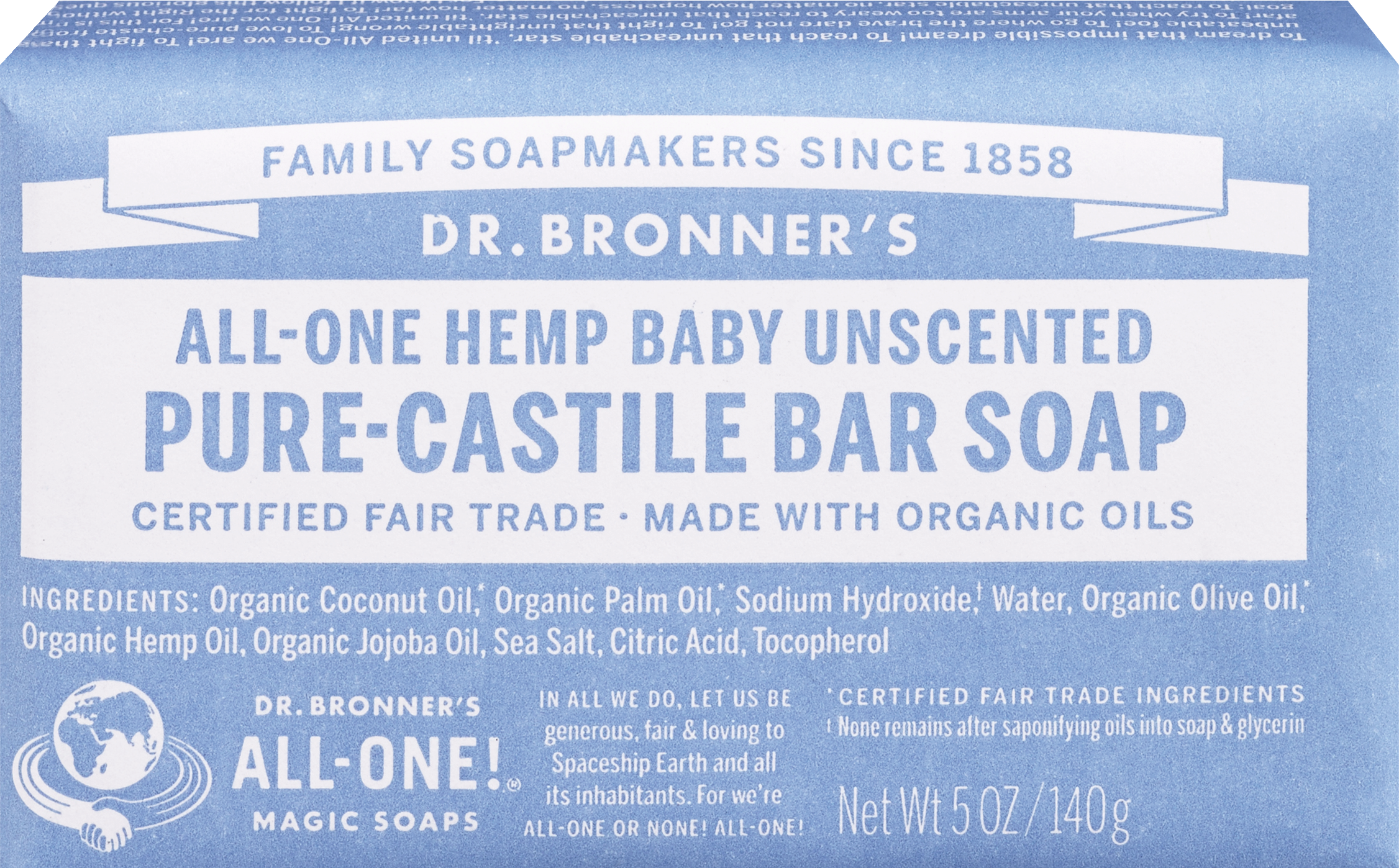 Dr. Bronner's Magic Soaps Unscented Baby-Mild Pure-Castile Bar Soap