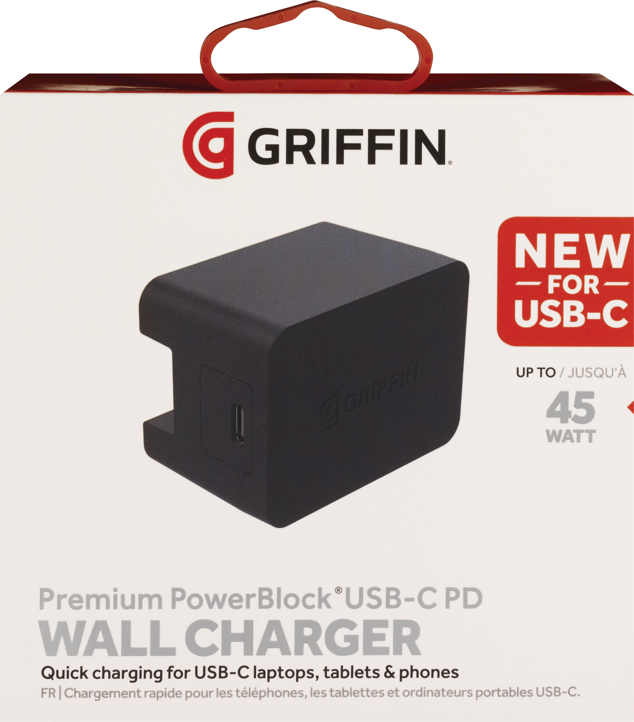 Griffin PowerBlock USB-C PD 18W Wall Charger - Black (North America). Lifetime Warranty.