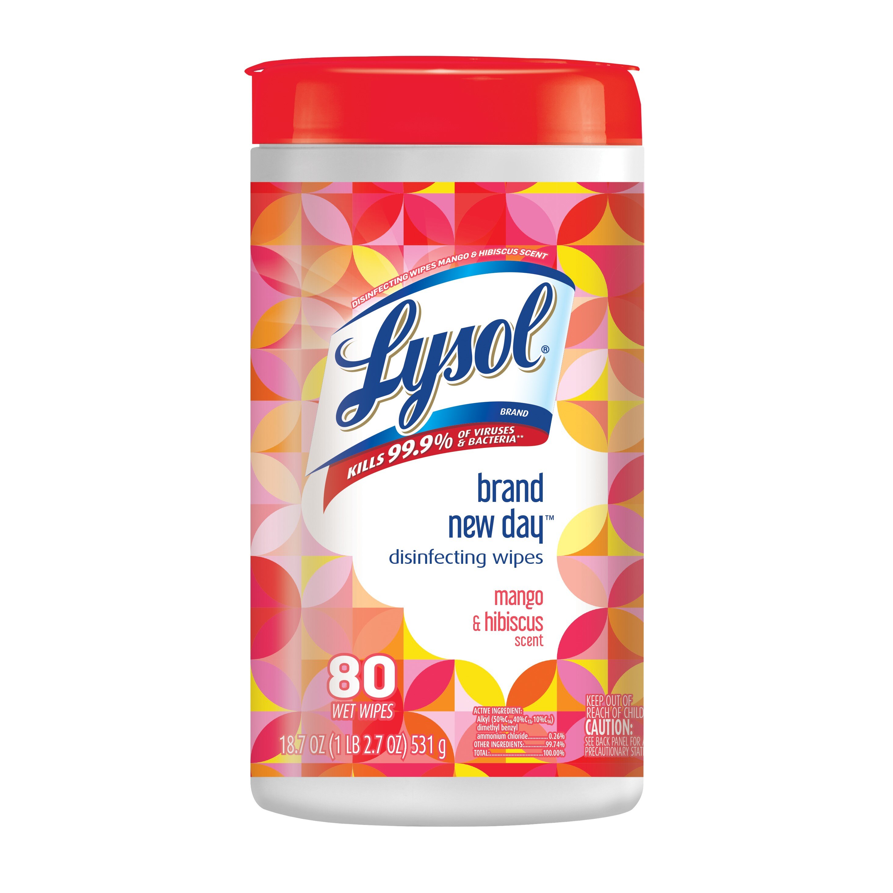 Lysol Brand New Day Disinfecting Wipes, Mango & Hibiscus, 80 CT