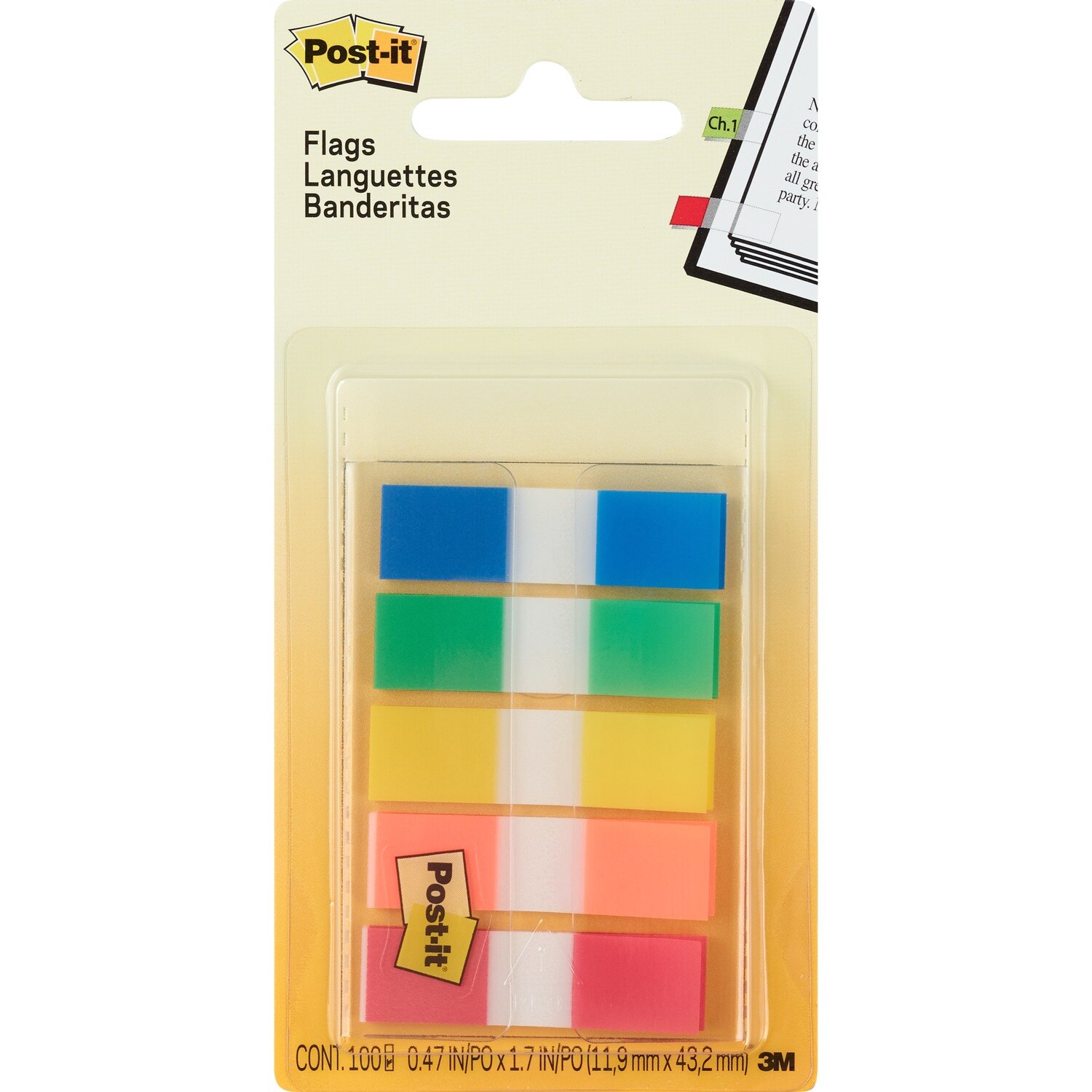 Post-It Flags Assorted Colors 100 Flags 47 In X 1.7 In