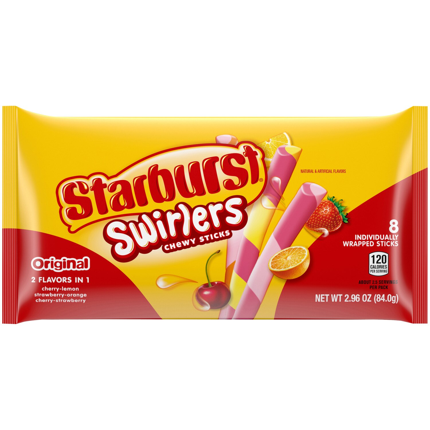 Starburst Swirlers Sticks Chewy Candy, Share Size, 2.96 oz