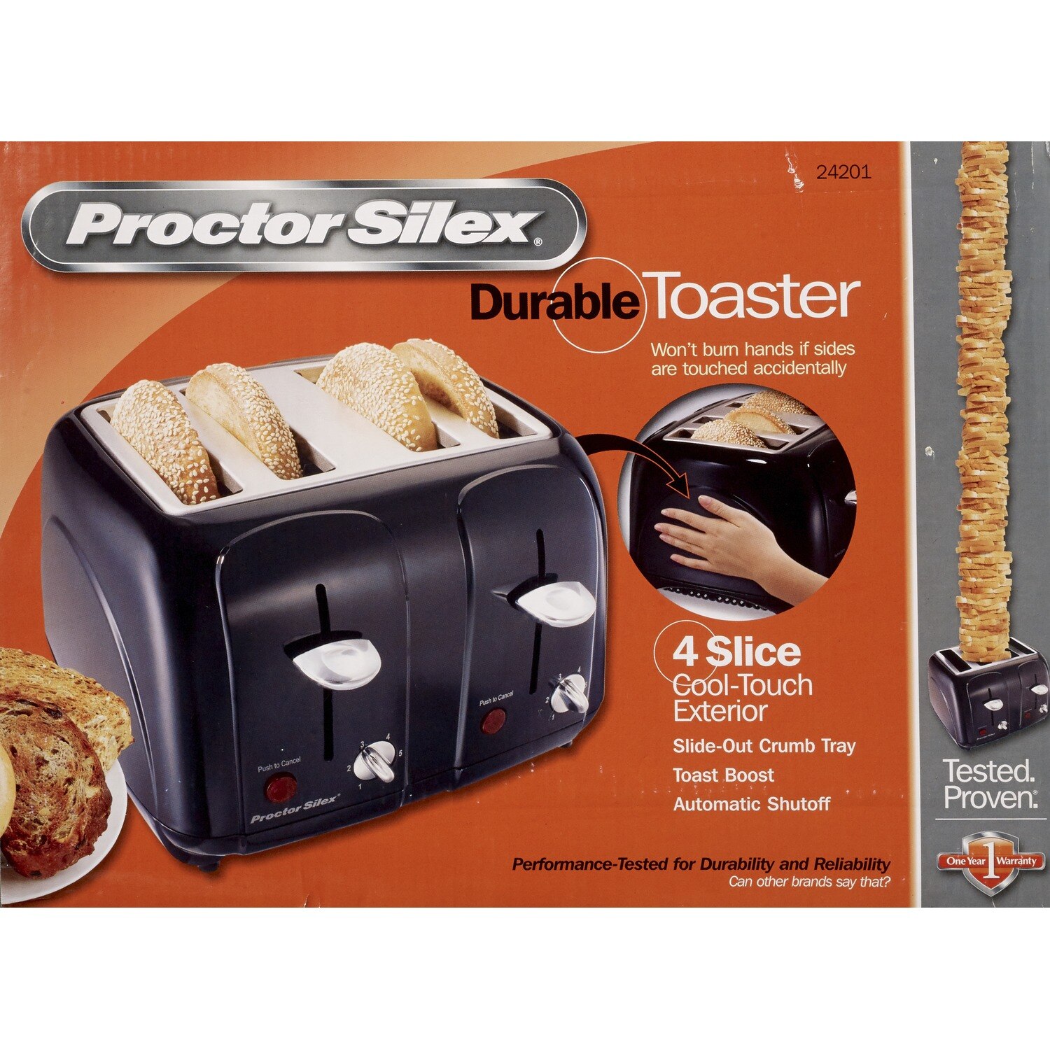 Proctor Silex Durable Toaster 4 Slice Cool-Wall Sides