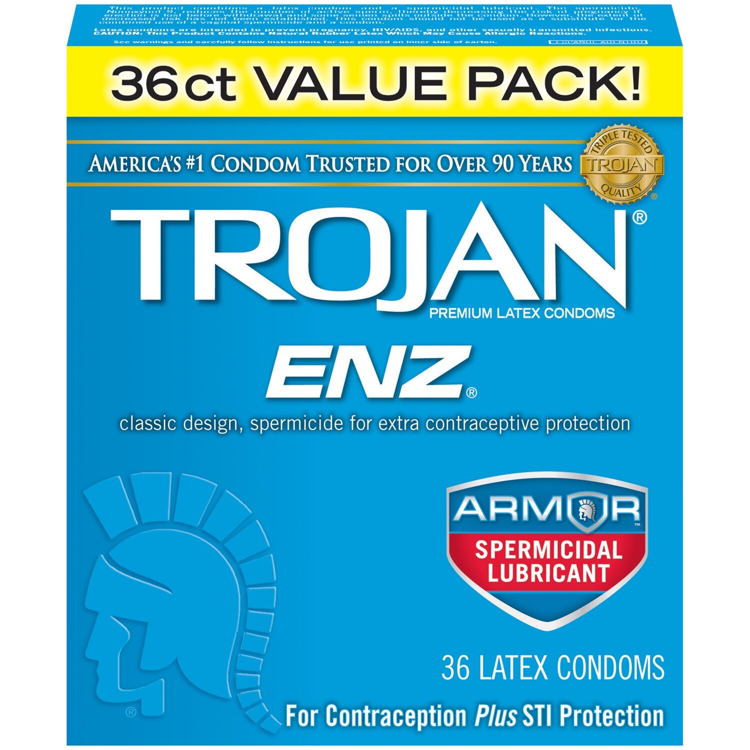 Trojan Enz Spermicidal Lubricant Latex Condoms