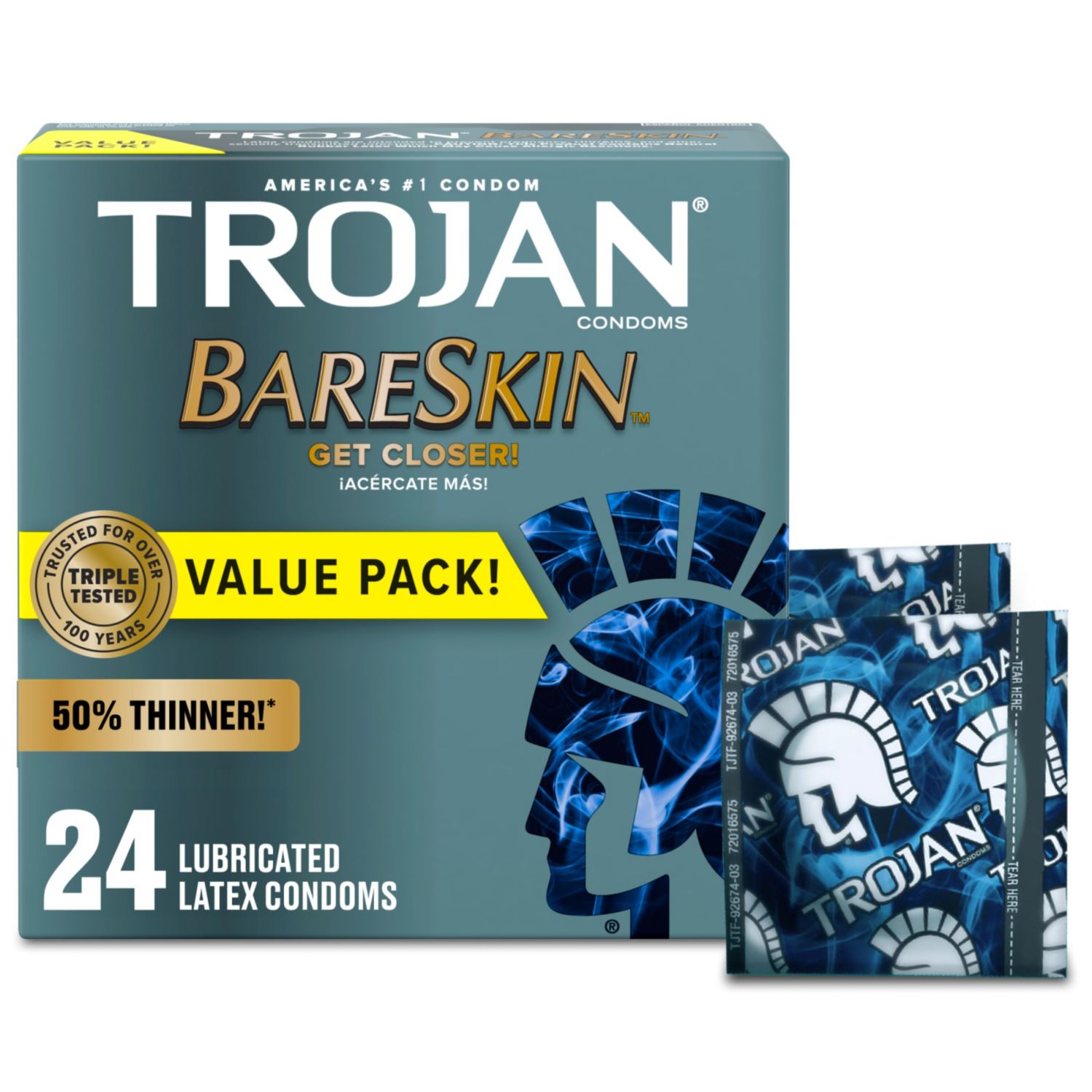 Trojan BareSkin Premium Lubricant Latex Condoms