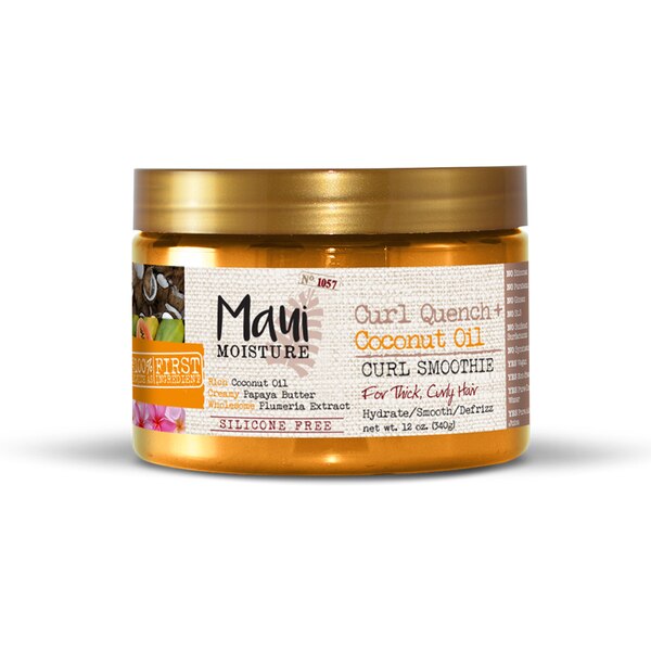 Clicking on the image opens a new modal with 3 larger images of Maui Moisture Curl Quench Coconut Oil Curl Smoothie. Some images may not have descriptive text. 1 out of 3.