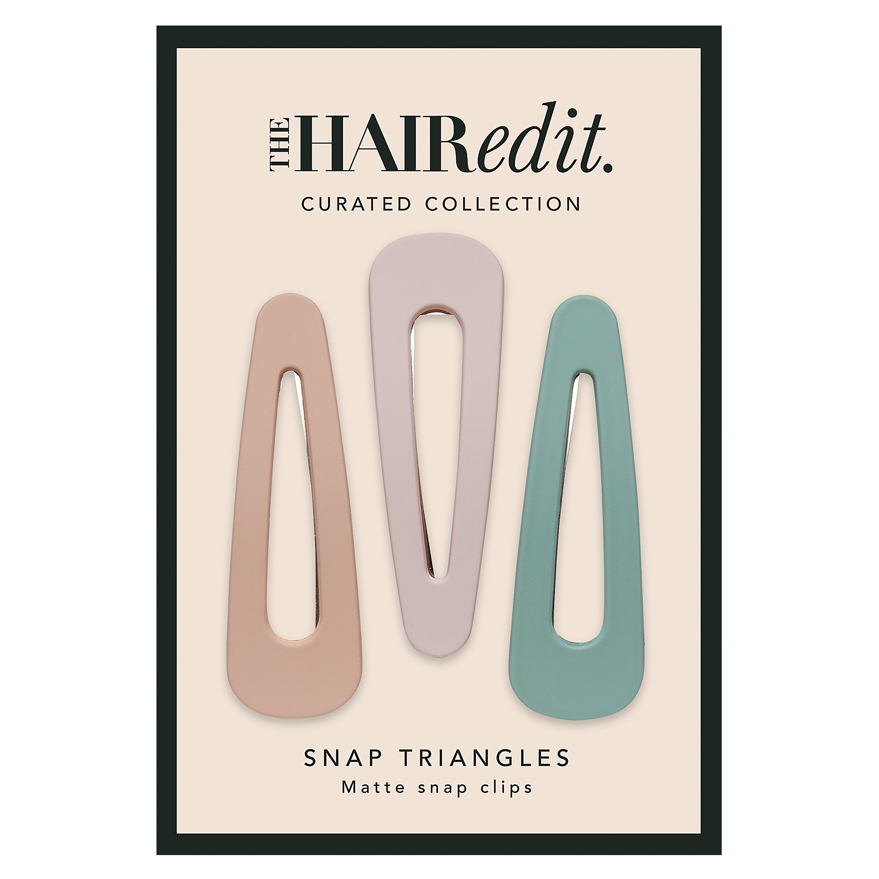The Hair Edit Matte Snap Triangle Clips, Assorted Colors, 3 CT
