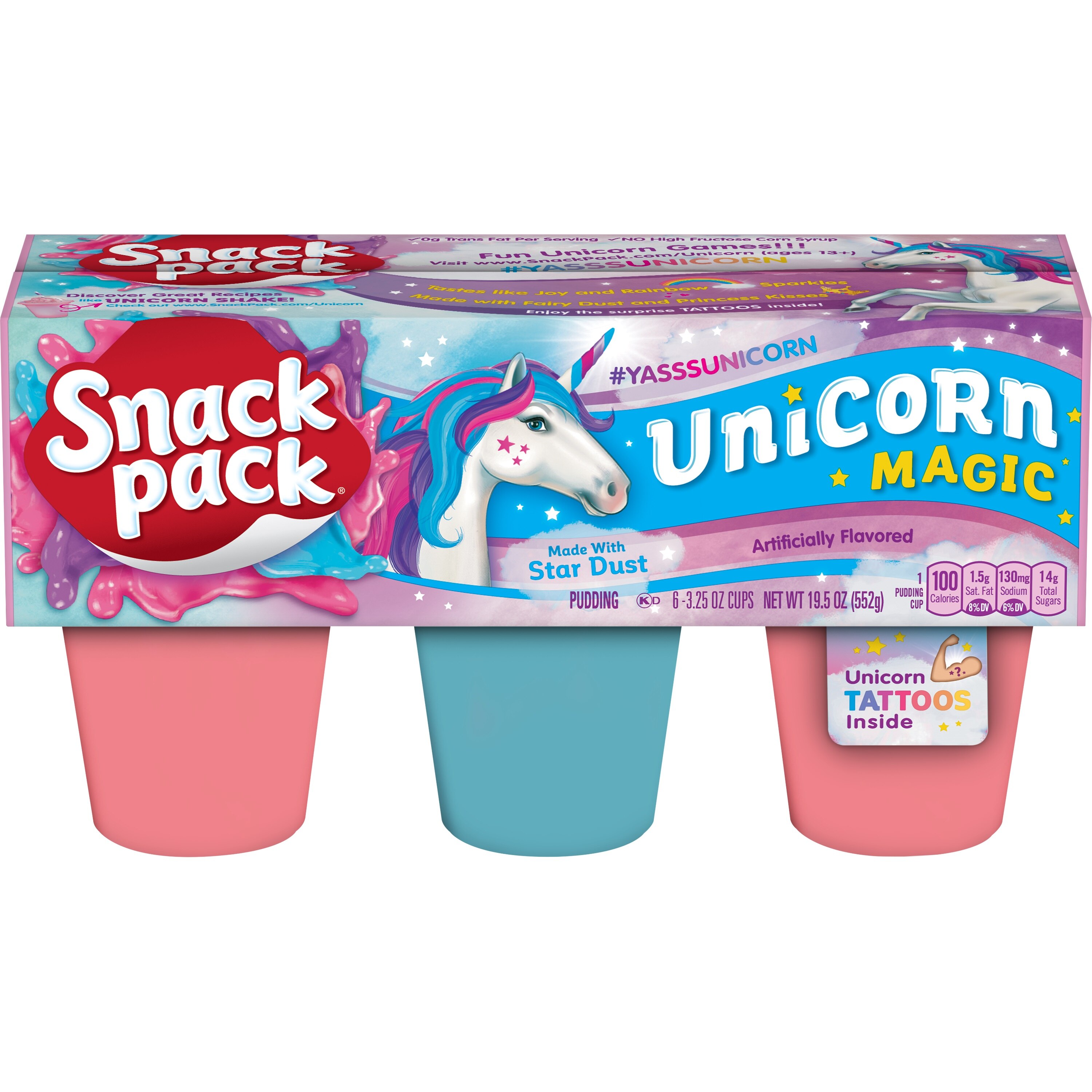 Snack Pack Unicorn Magic Pudding Cups, 6 PK