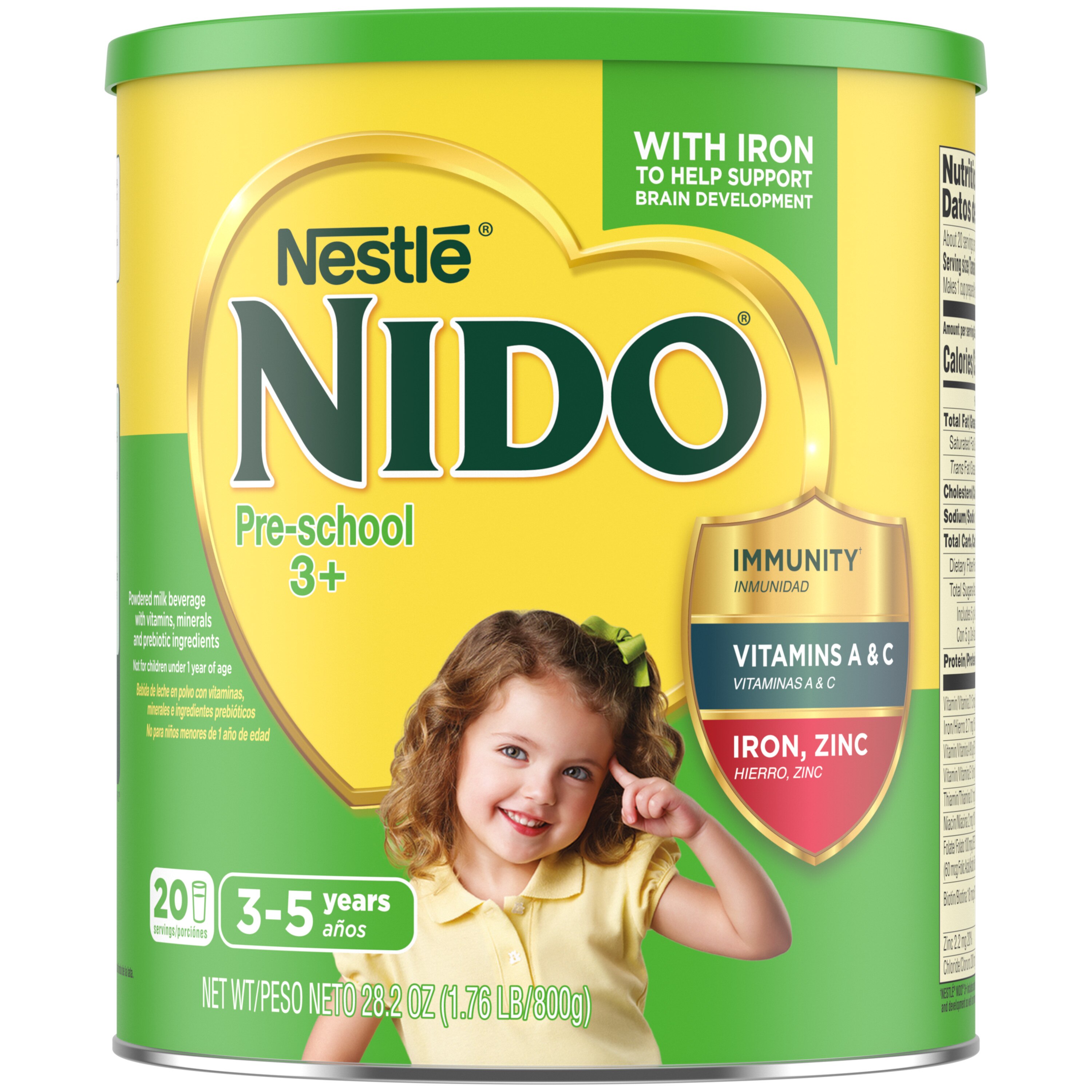 Nestle NIDO 3+ Toddler Powdered Milk Beverage with Vitamins & Minerals, 28.2 oz