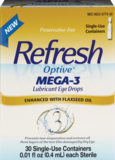 Refresh Optive Mega-3 Preservative-Free Lubricant Eye Drops, 30 ct, 0.01 fl oz (0.4 mL), thumbnail image 1 of 2