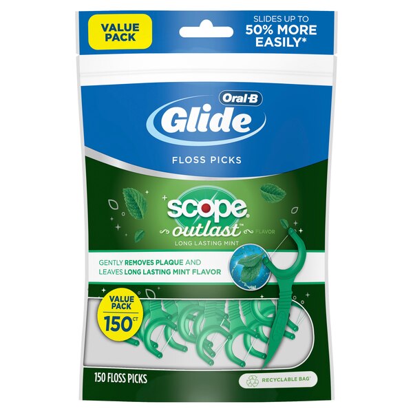 Oral-B Glide Floss Picks plus Scope Outlast, Long Lasting Mint