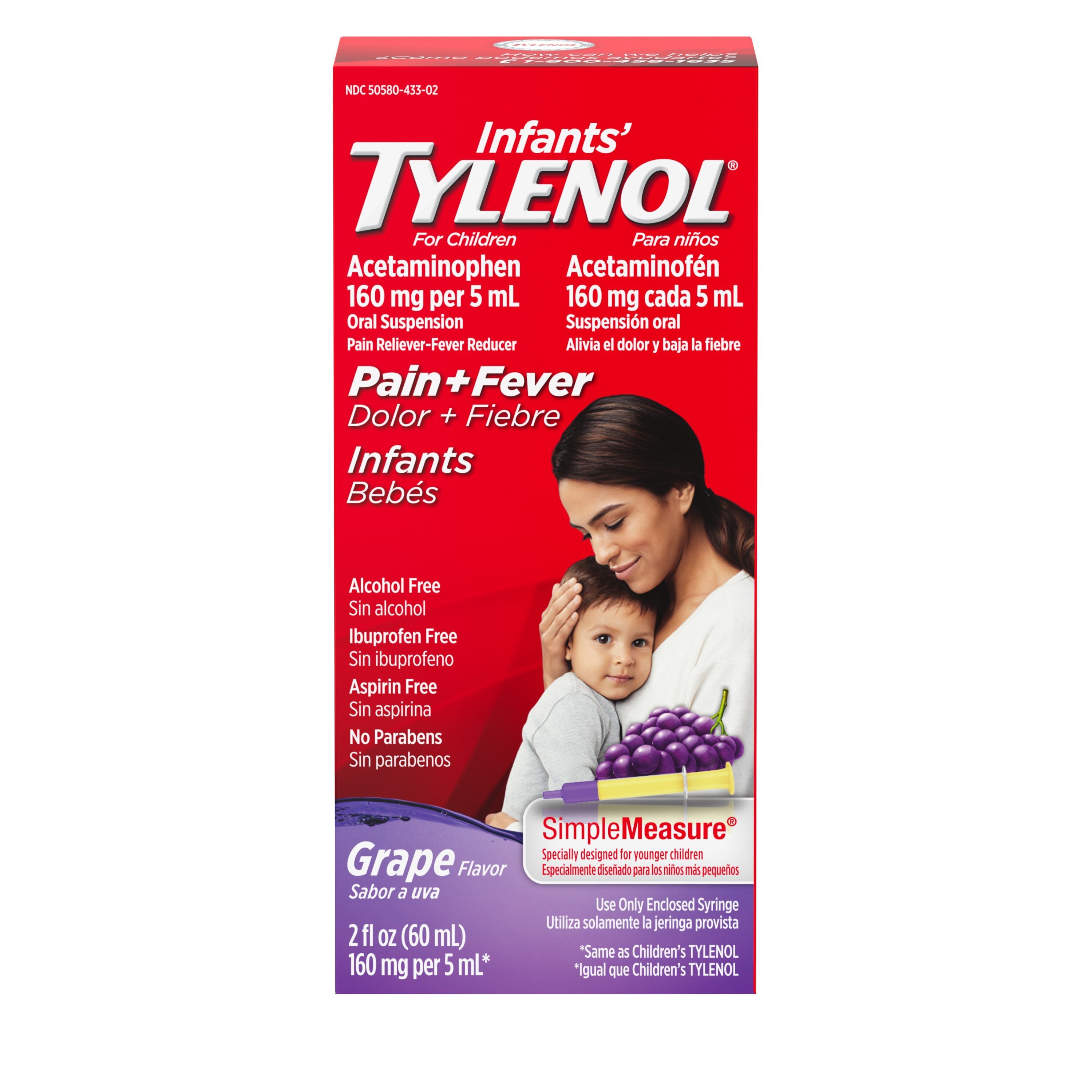 Infants' Tylenol Pain & Fever Oral Suspension Medicine, Grape, 2 OZ