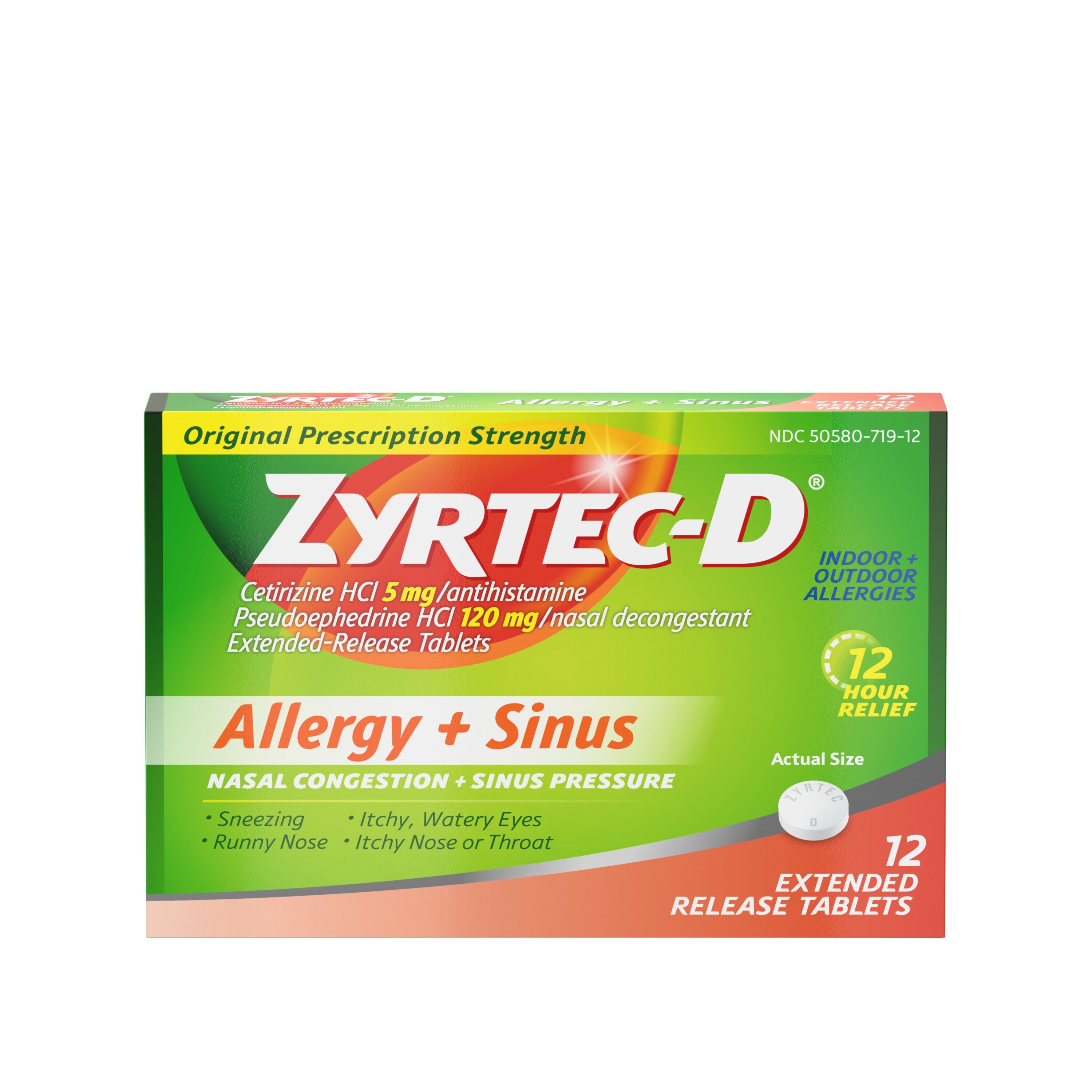 Zyrtec-D 12 Hour Allergy Medicine & Nasal Decongestant Tablets