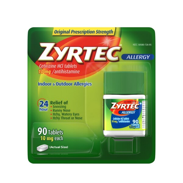 Zyrtec 24HR Allergy Relief Tablets, 10mg Cetirizine HCl