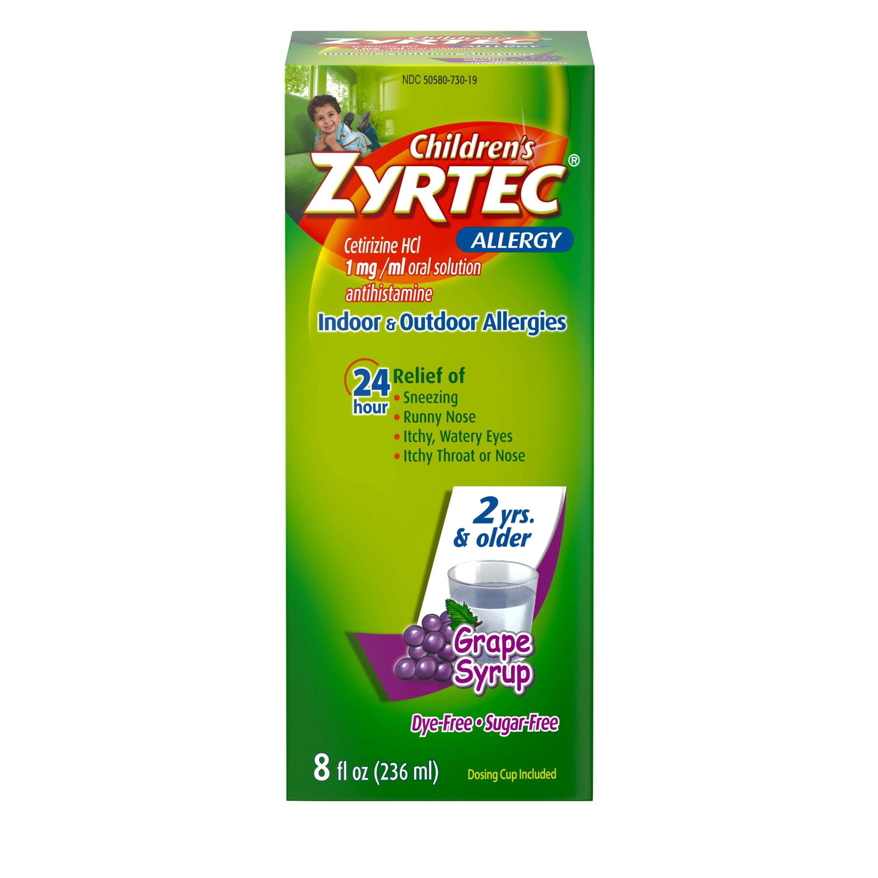 Zyrtec Children's Allergy Relief Liquid, Grape, 8 OZ