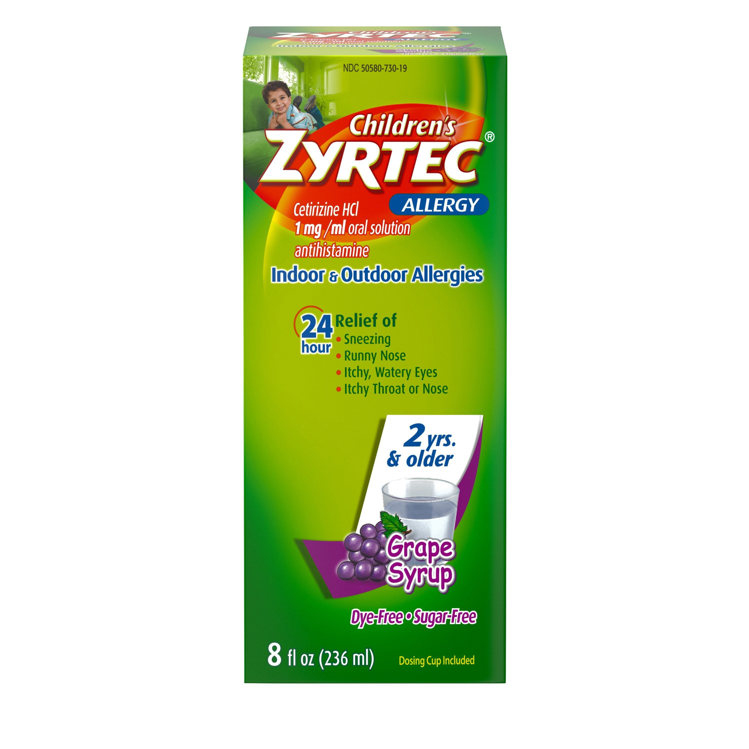 Zyrtec 24 Hr Children's Allergy Relief Syrup, Grape Flavor, 8 OZ