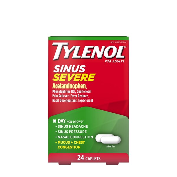 Tylenol Sinus Congestion and Pain Severe Caplets, 24 CT