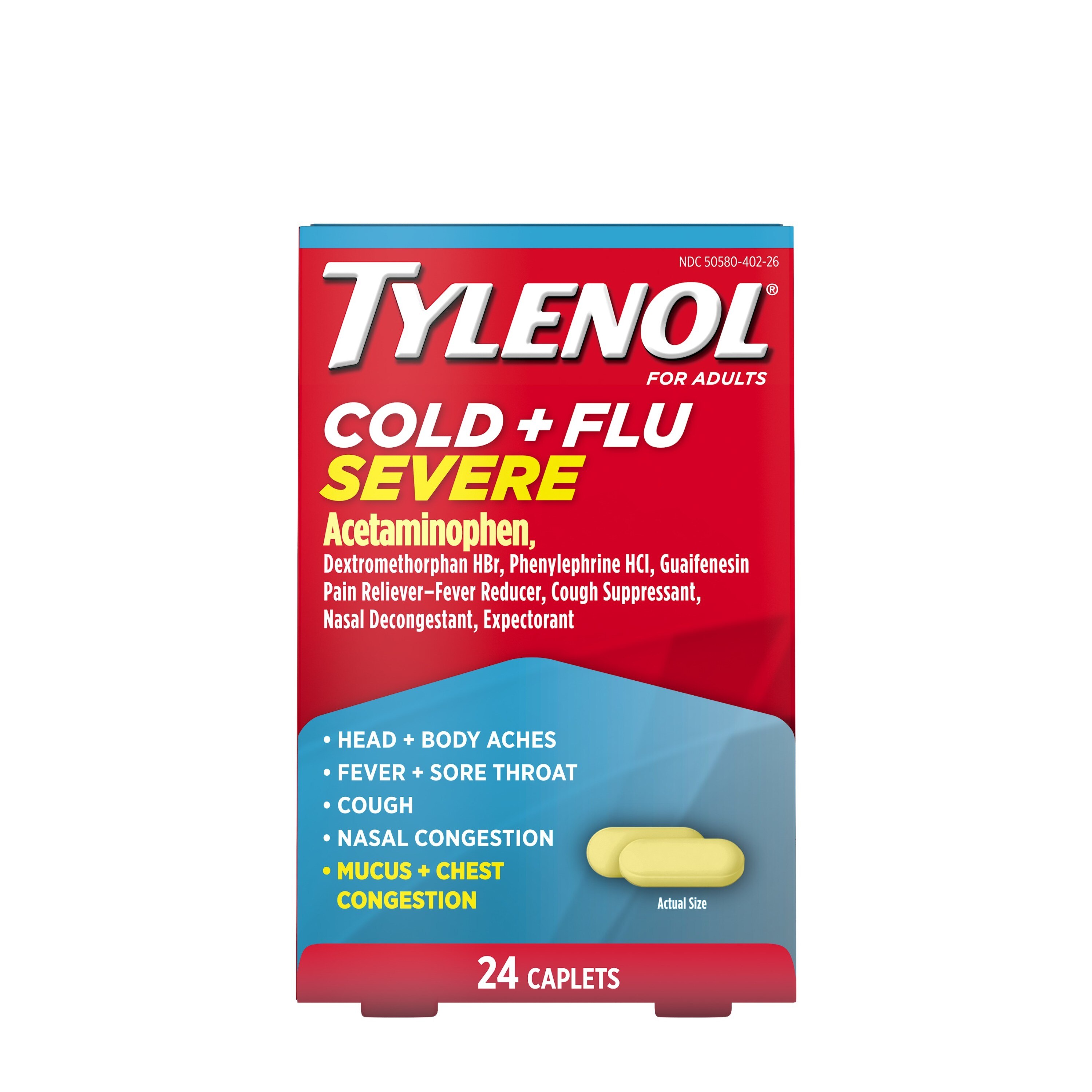 Tylenol Cold + Flu Severe Caplets, 24CT