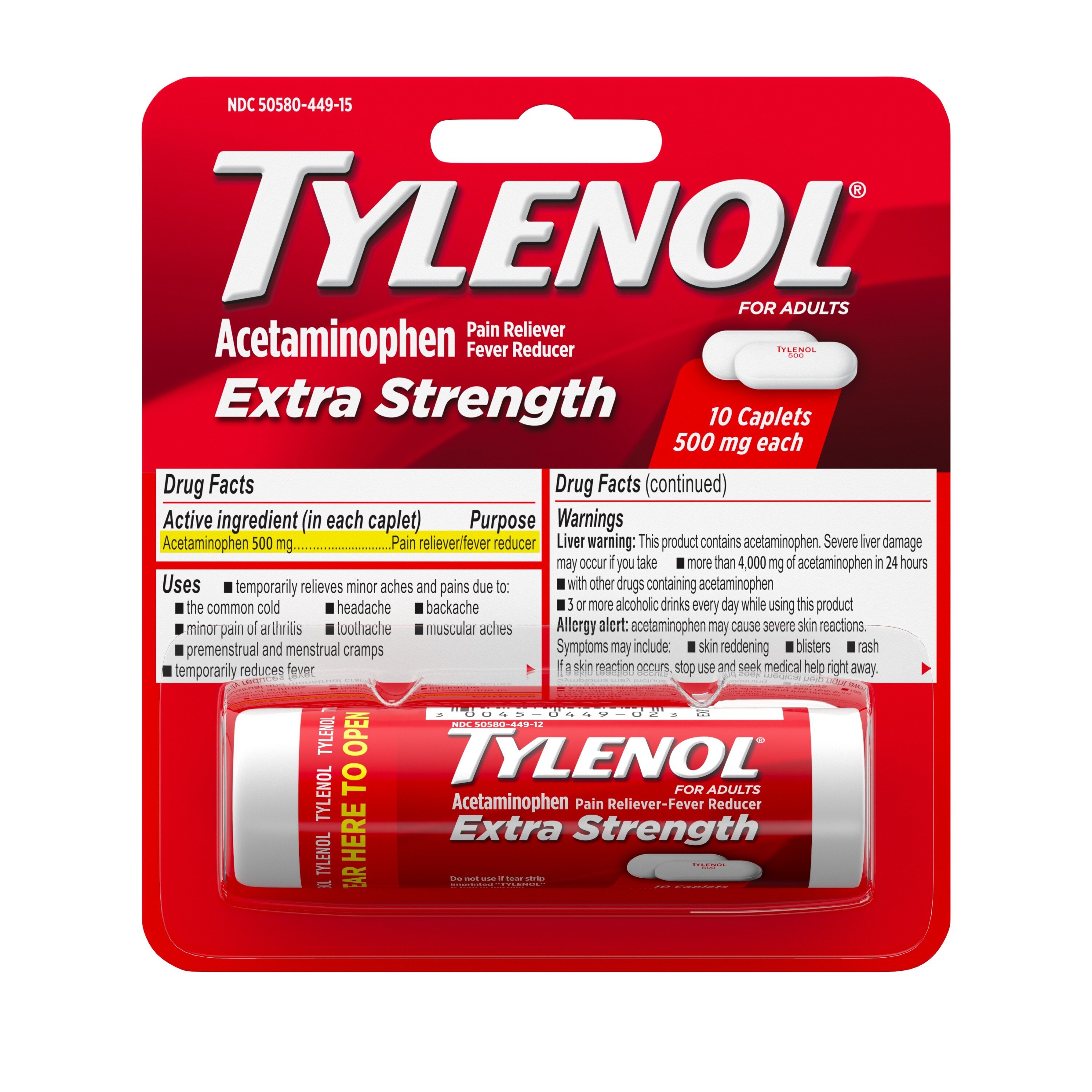 Tylenol Extra Strength Caplets with 500 mg Acetaminophen