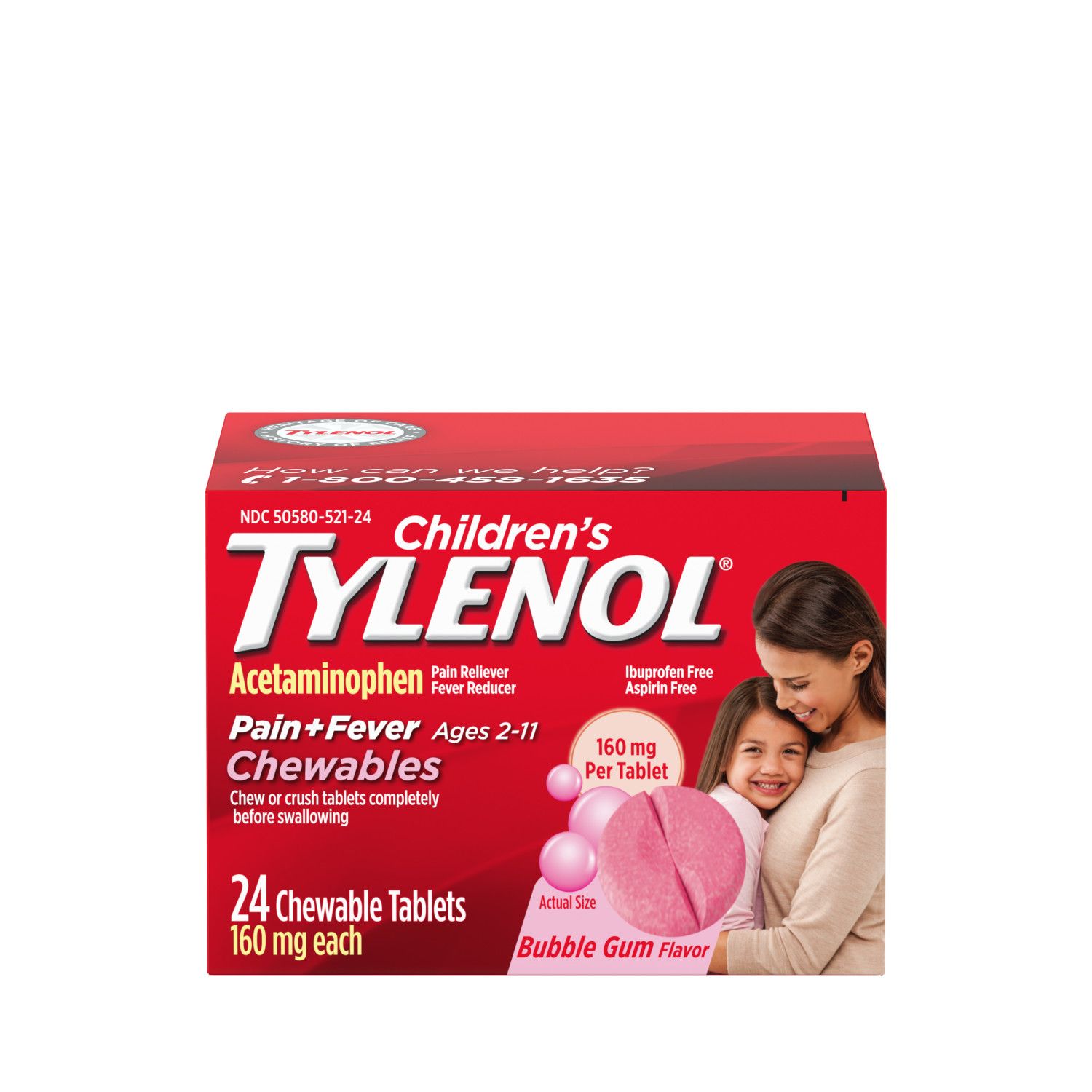 Children's Tylenol Acetaminophen 160 MG Chewable Tablets, 24 CT