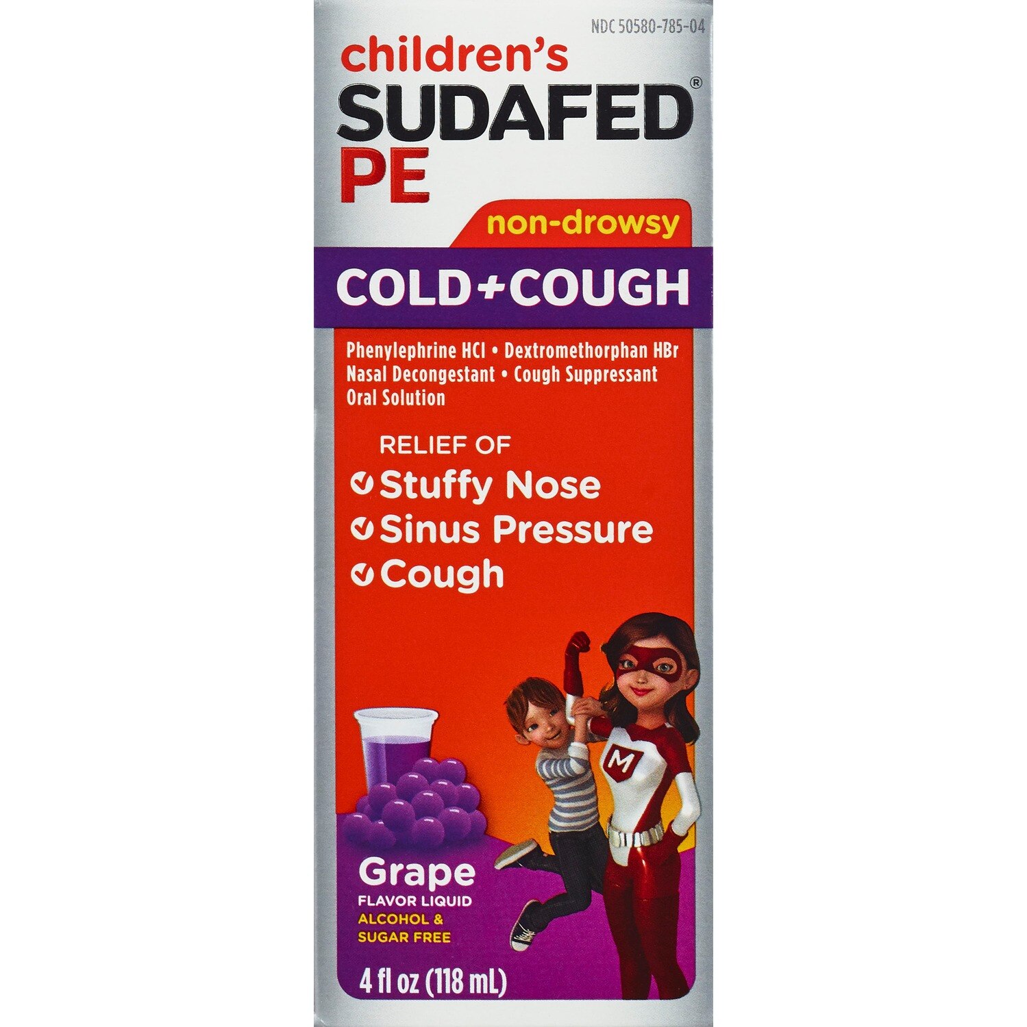 Children's Sudafed PE Cold+Cough Grape Flavor Liquid, 4 Fl. Oz