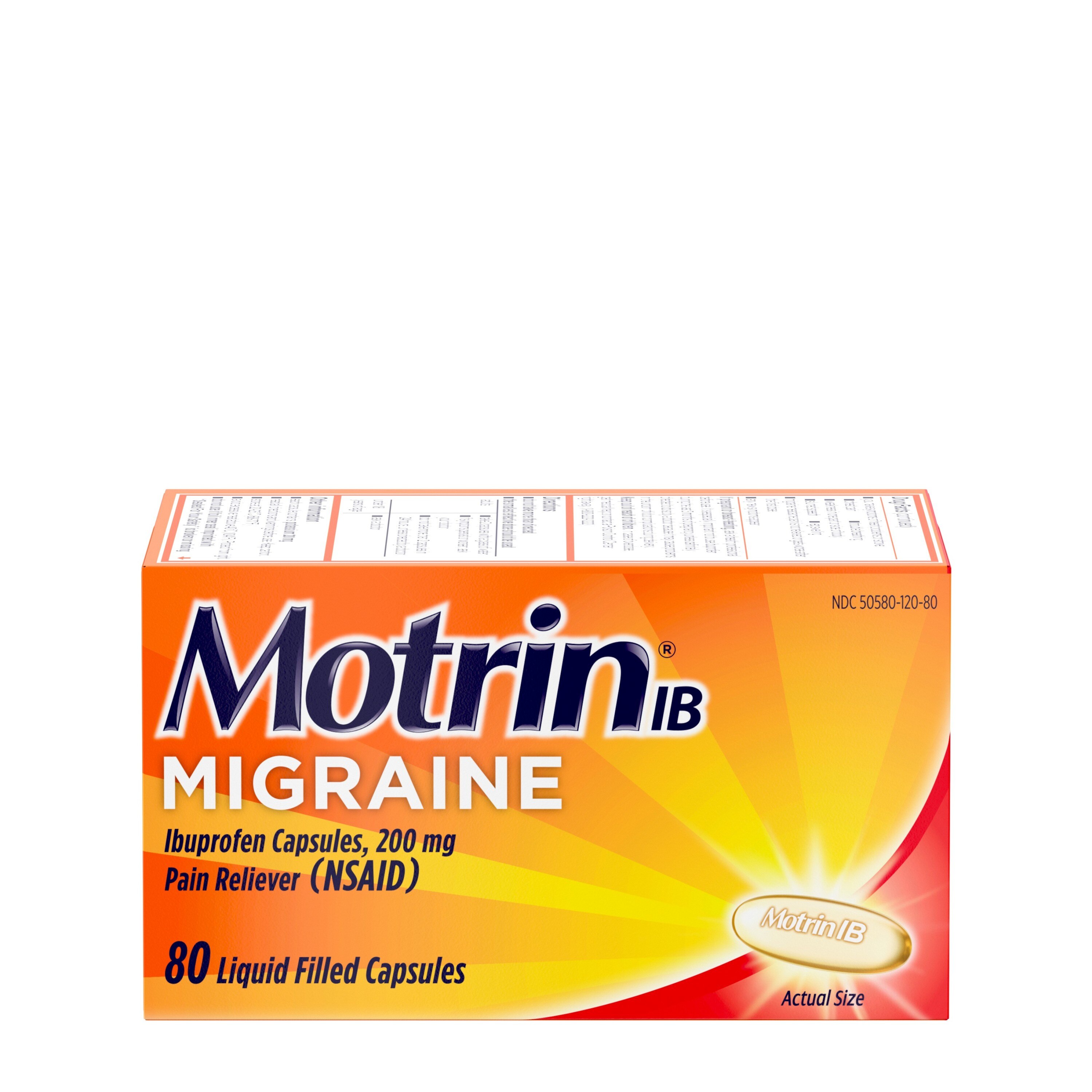 Motrin IB Migraine Relief 200 MG Ibuprofen Liquid Gel Caps