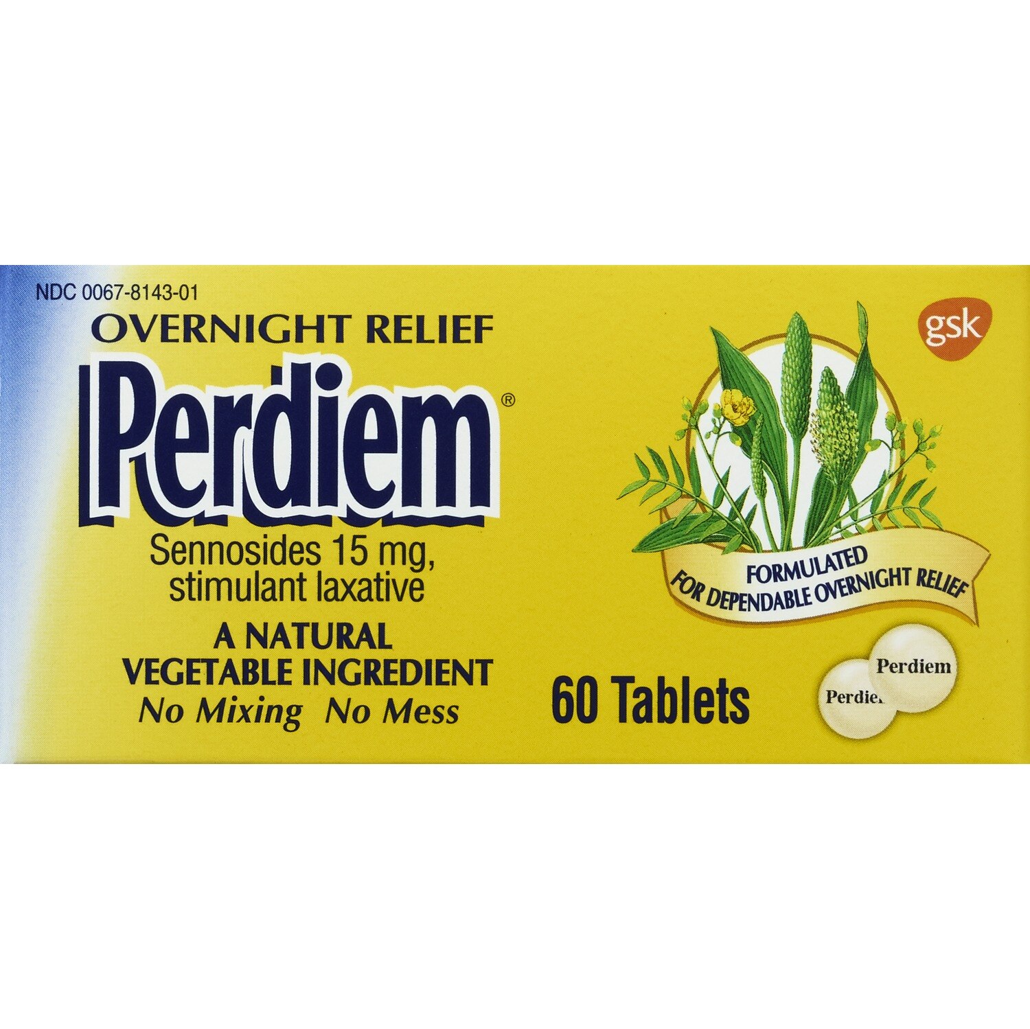 Perdiem Stimulant Laxative Tablets, 60CT