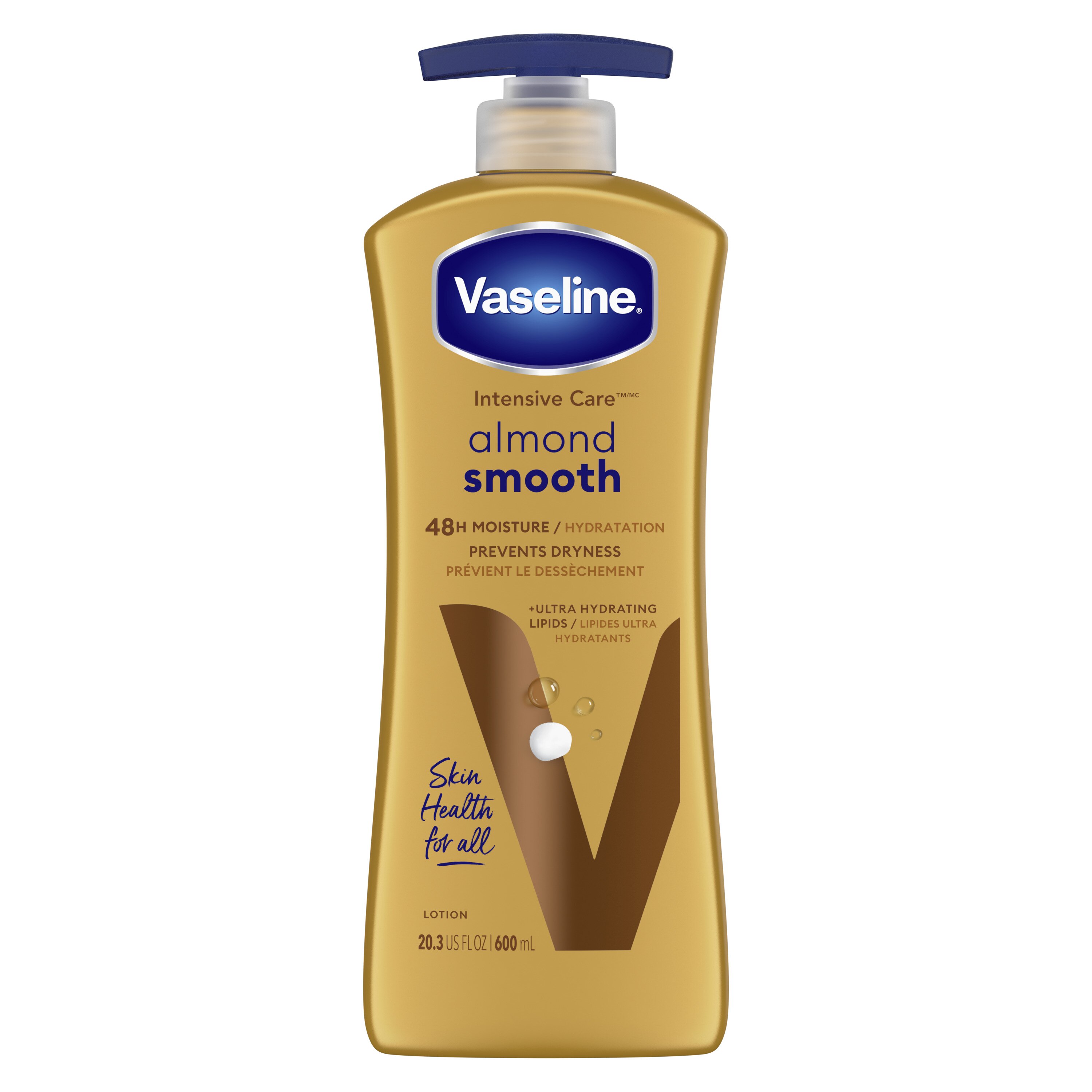 Vaseline Intensive Care Almond Smooth Hand and Body Lotion for Rich Moisturization, 20.3 OZ